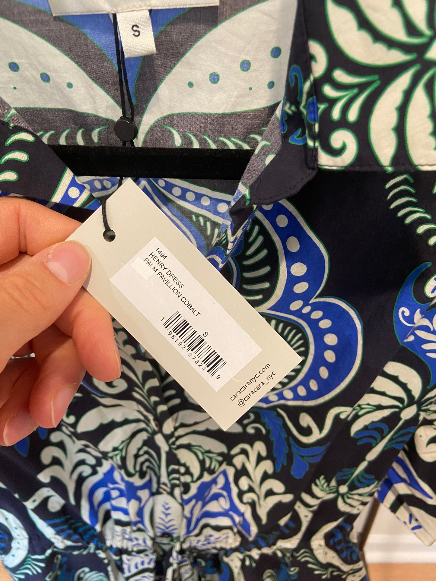 Cara Cara Henry Mini Dress in Palm Pavillion Cobalt size S