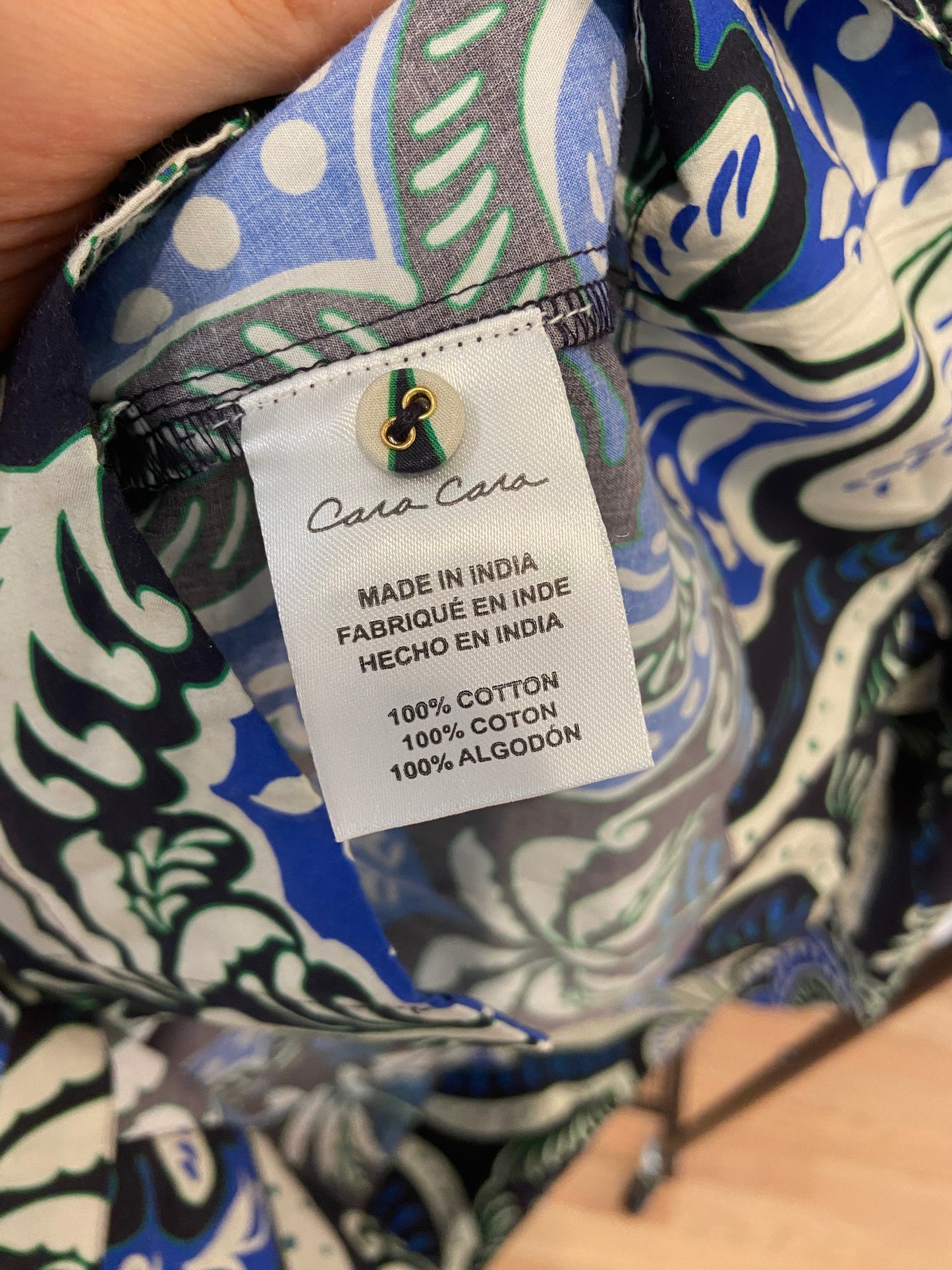 Cara Cara Henry Mini Dress in Palm Pavillion Cobalt size S