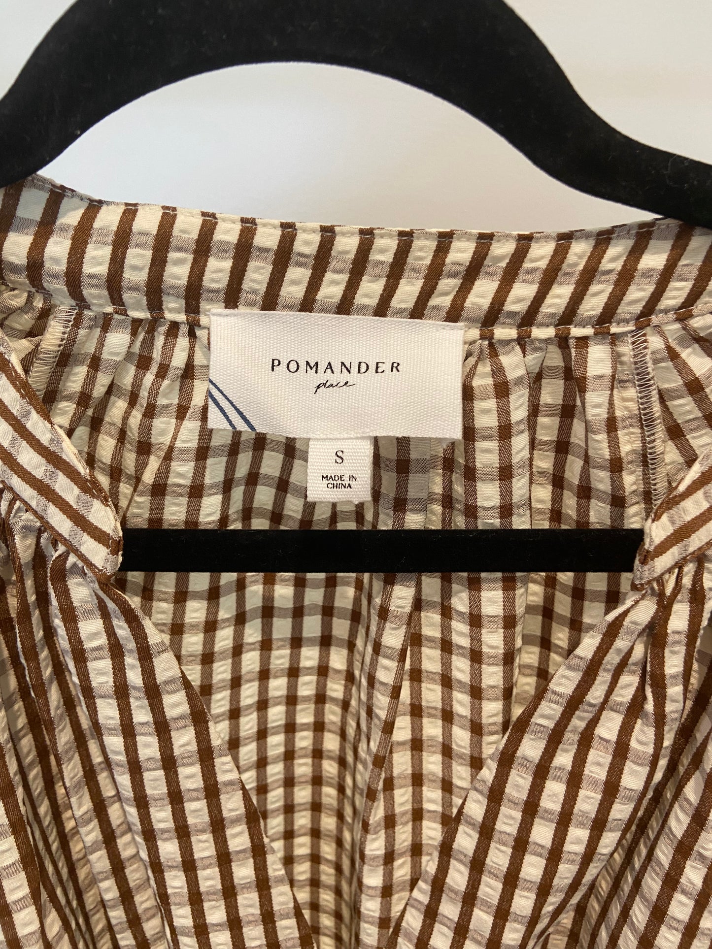 Pomander Place Harlow Mini Dress in Brown Gingham size S