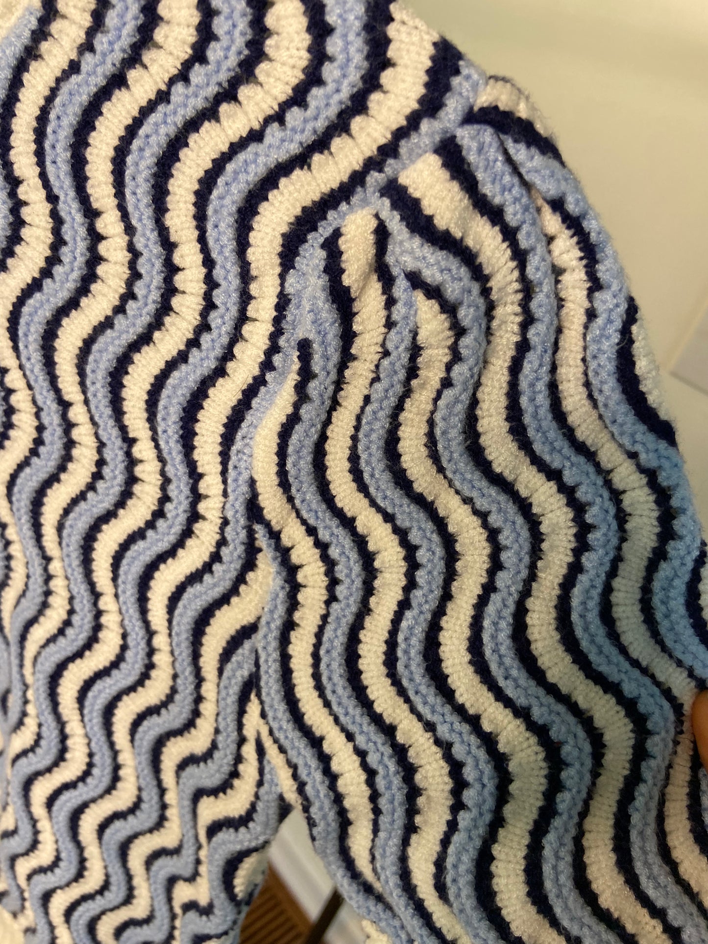 THML In Too Deep Blue Wavy Stripe Sweater Top size S