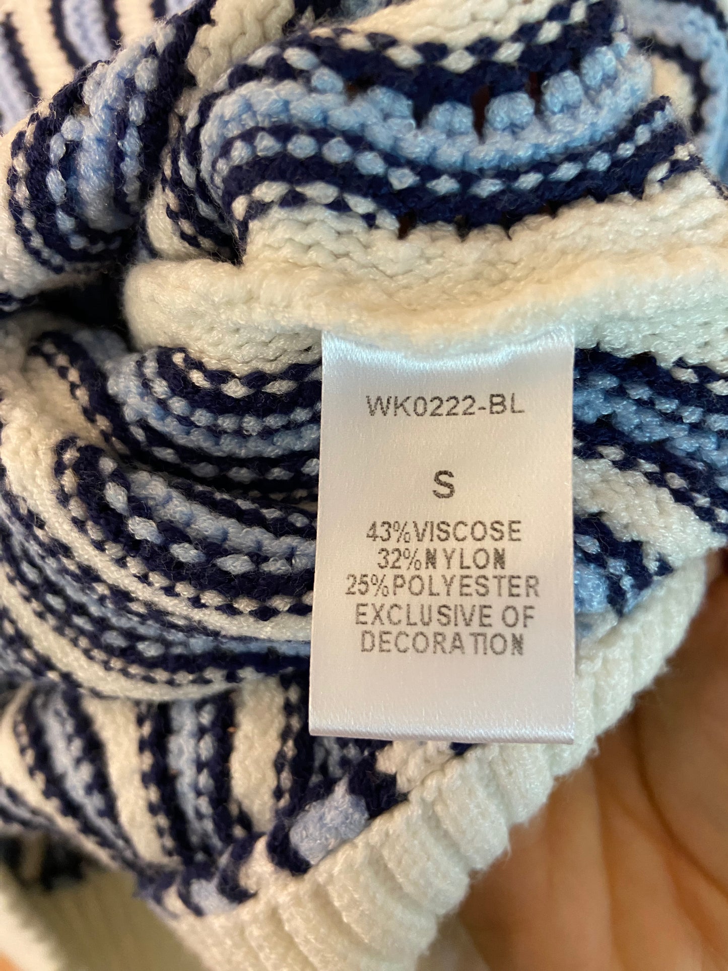 THML In Too Deep Blue Wavy Stripe Sweater Top size S