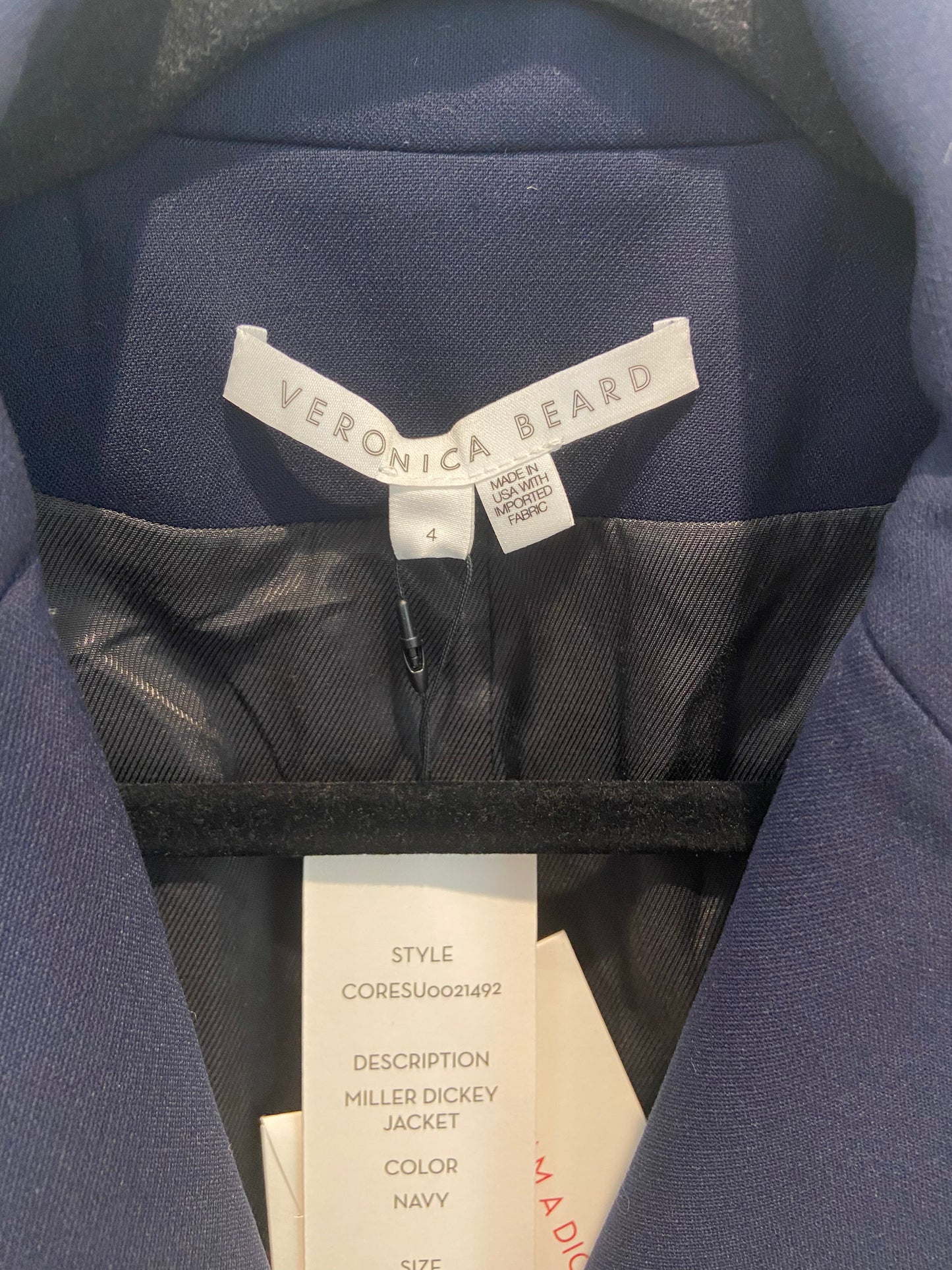 Veronica Beard Miller Dickey Jacket Navy Blue with Gold Buttons size 4