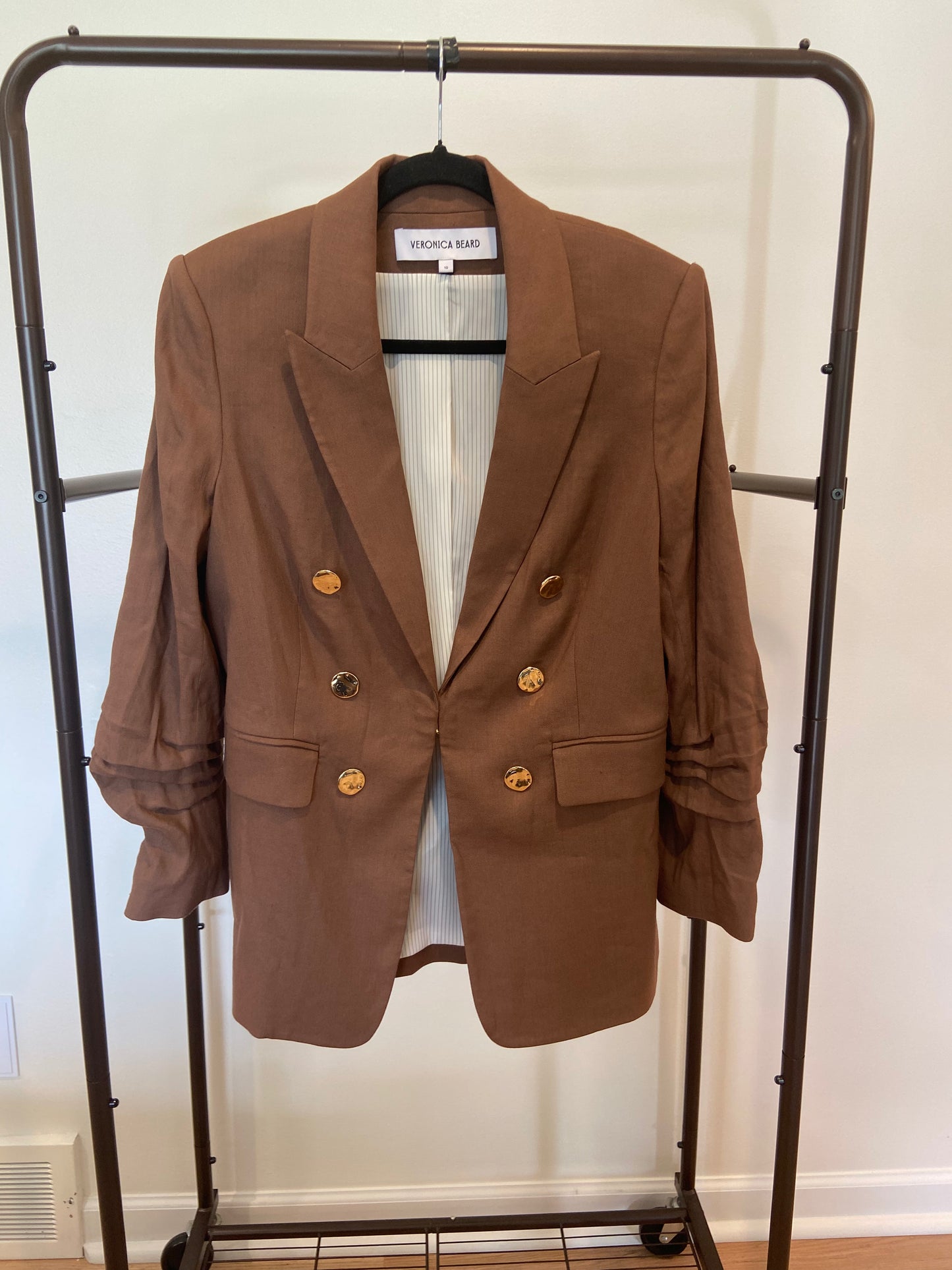 Veronica Beard Beacon Dickey Jacket in Brown with Gold Decorative Buttons size 10