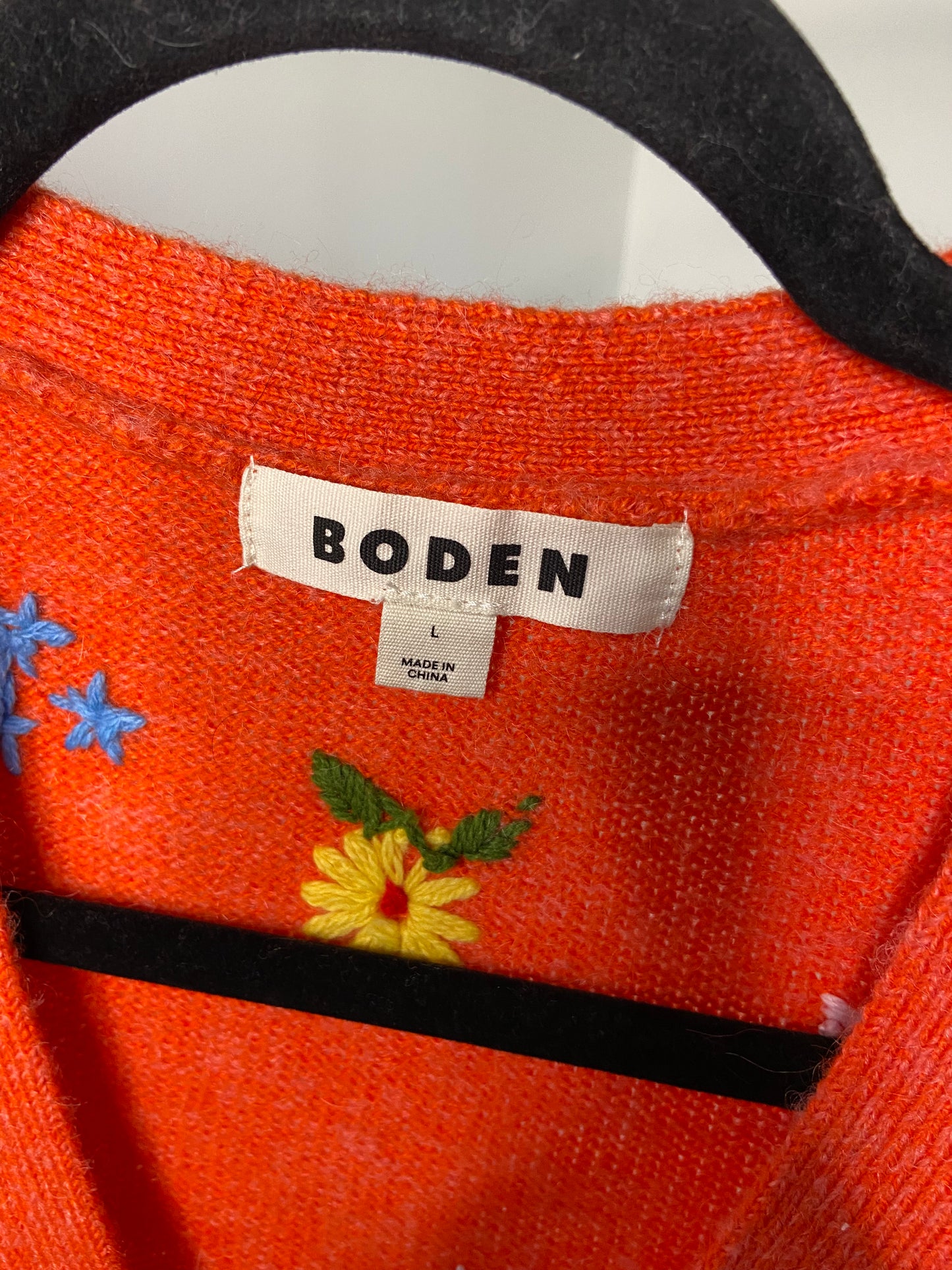 Boden Fluffy Embroidered Cardigan size L