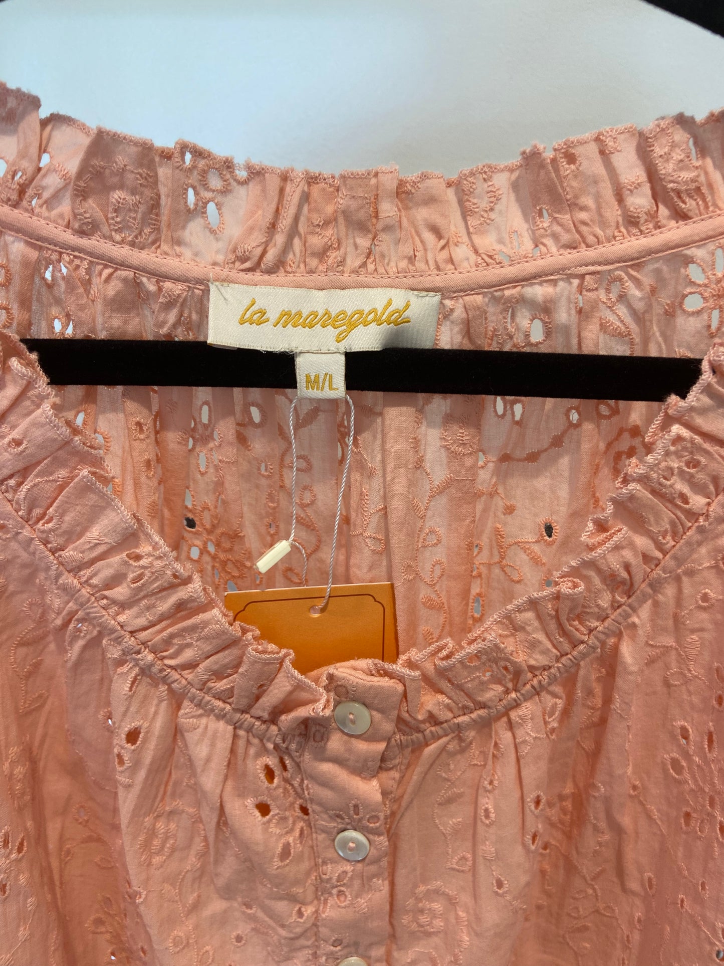 Le Maregold Set The Charlotte Blouse and Theo Short Petal Pink Garden Eyelet size M/L and XL