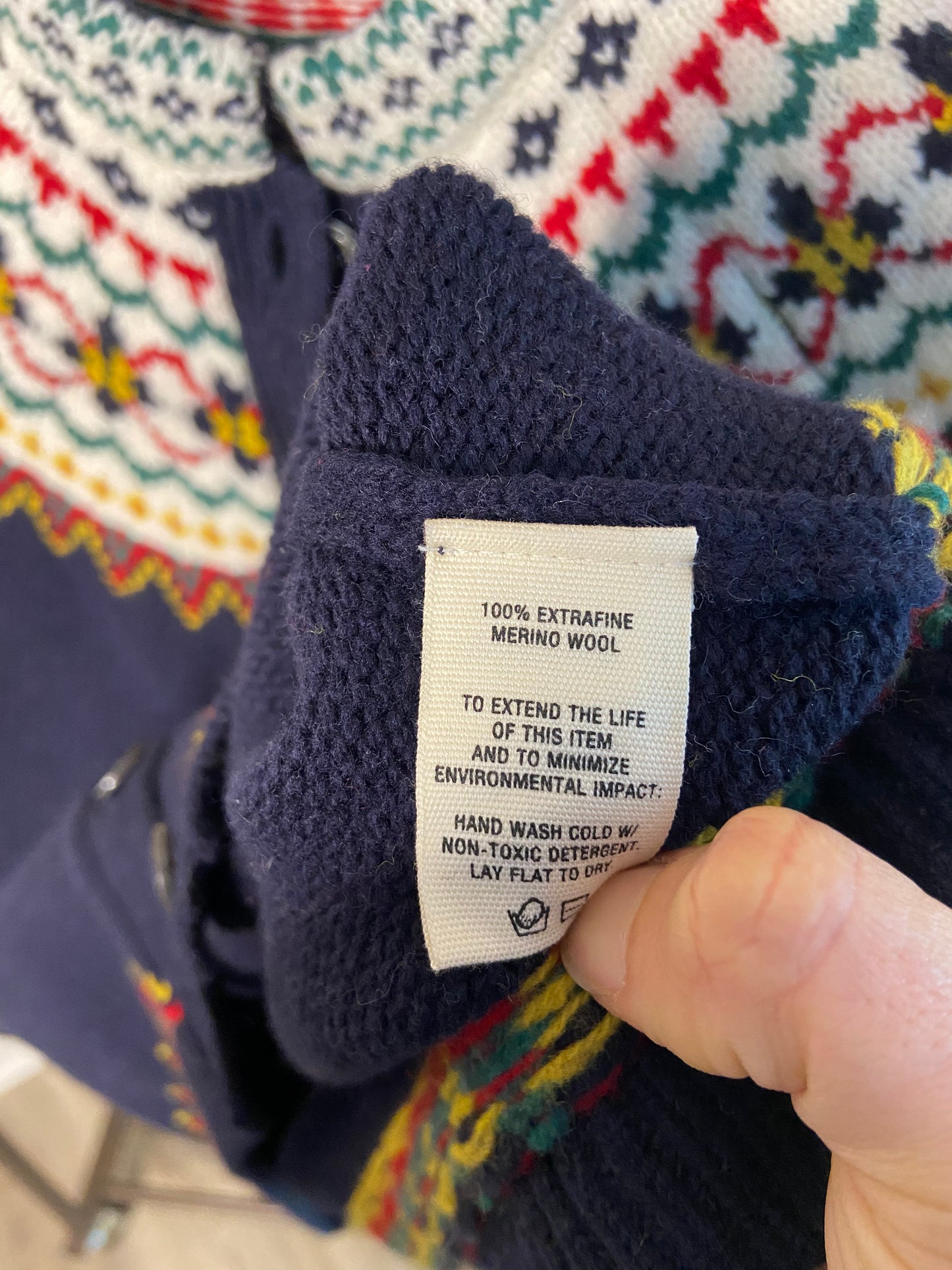 Alex Mill Navy Multi Hilde Fair Isle Cardigan size XS