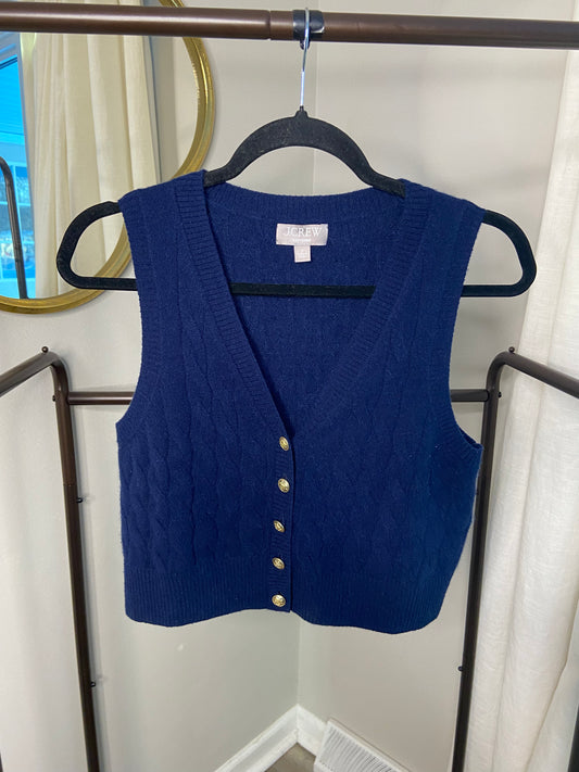 J. Crew Cashmere Cropped Cable Knit Sweater Vest size M
