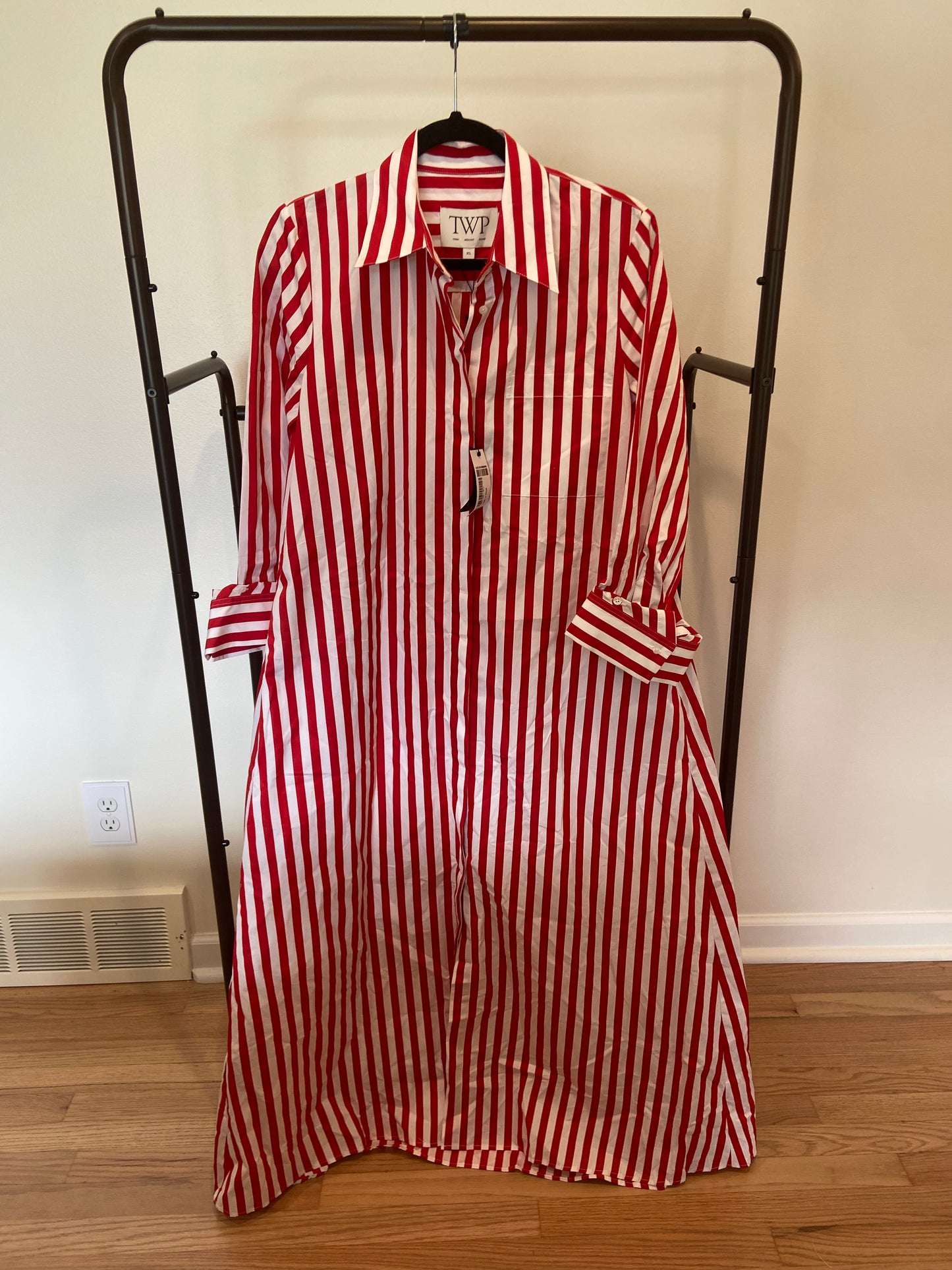 TWP Jennys Button Down Gown in Red Stripe size XS