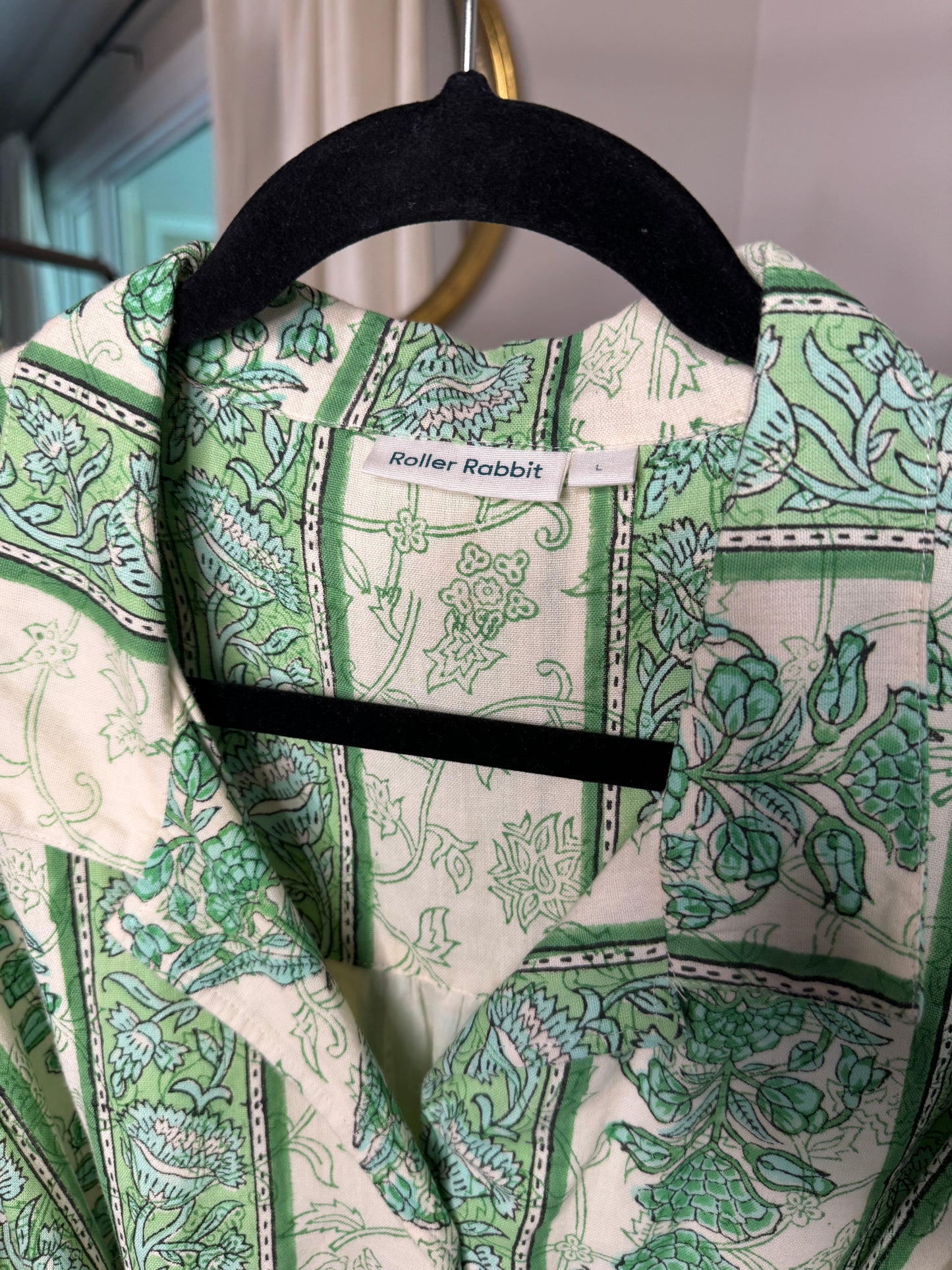 Roller Rabbit Sonora Green Cream Midi Dress size L