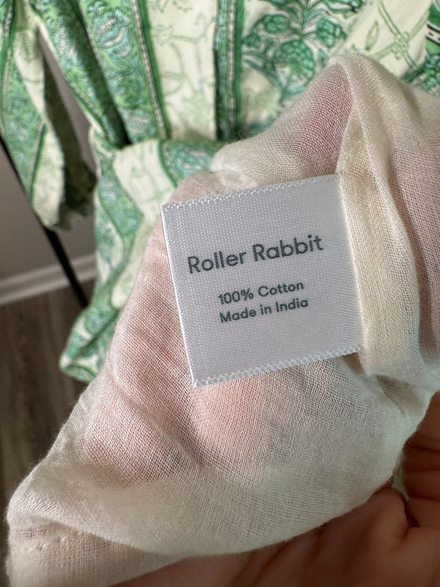 Roller Rabbit Sonora Green Cream Midi Dress size L