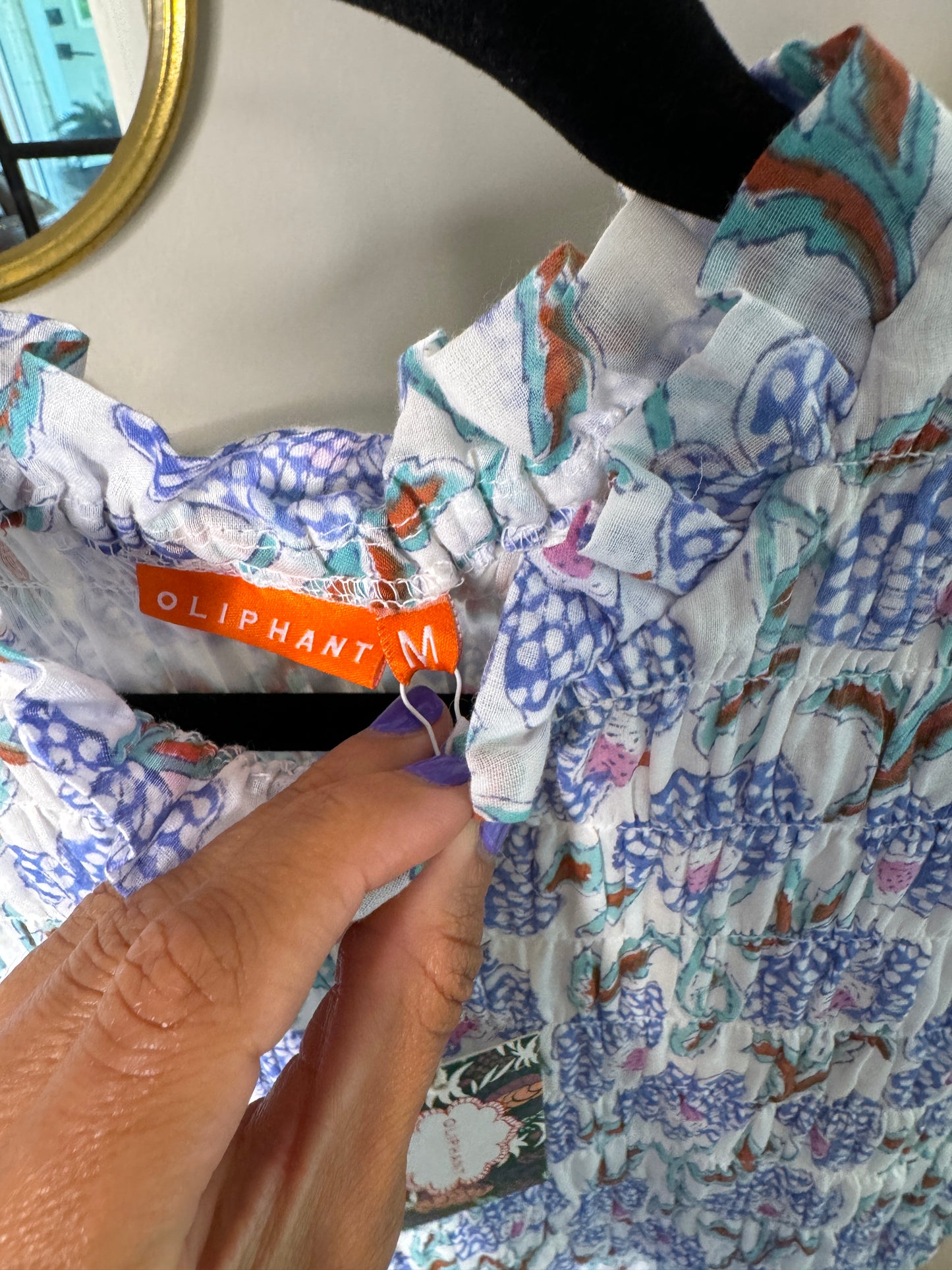 Oliphant Smocked Maxi Dress size M