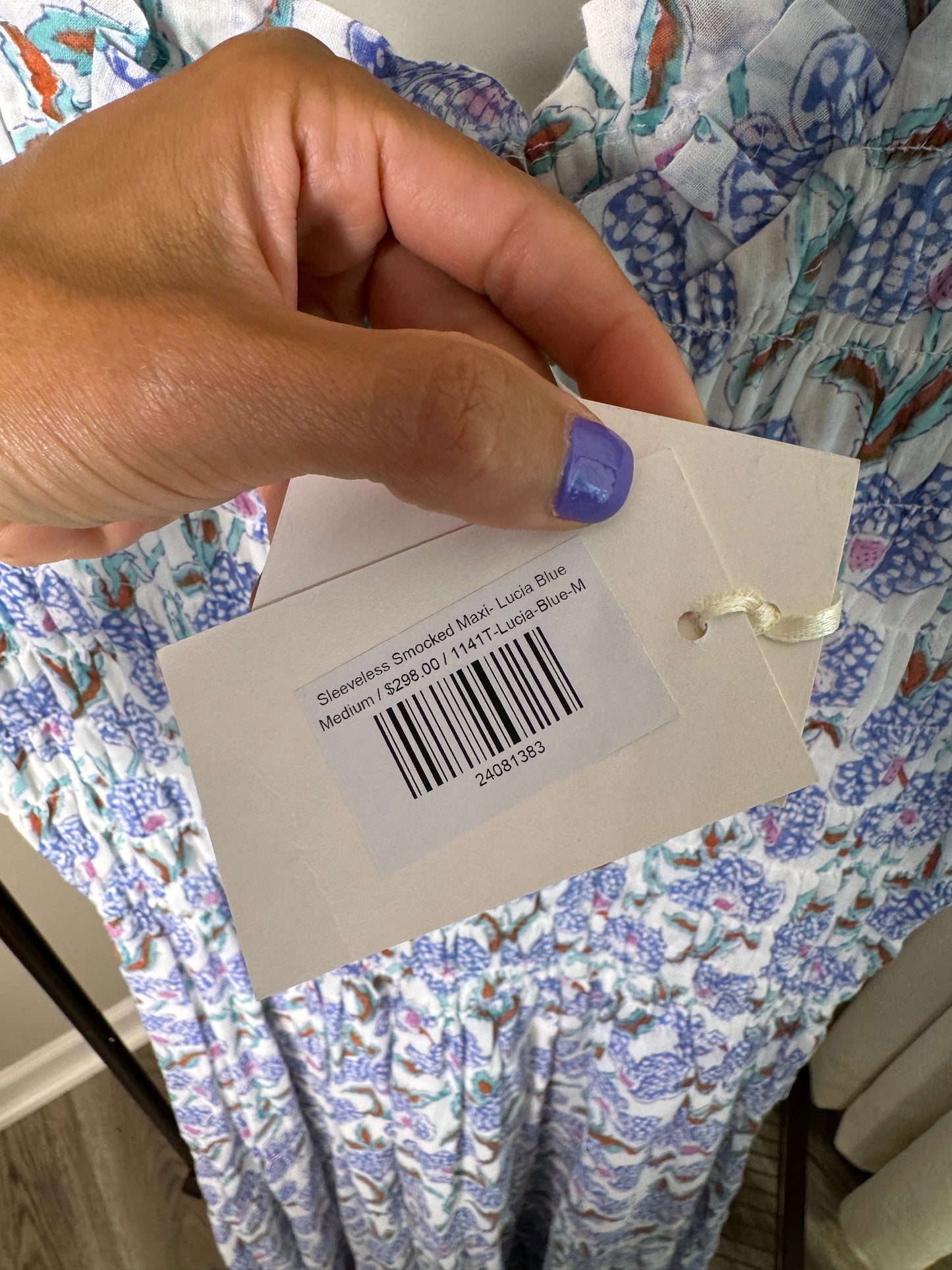 Oliphant Smocked Maxi Dress size M