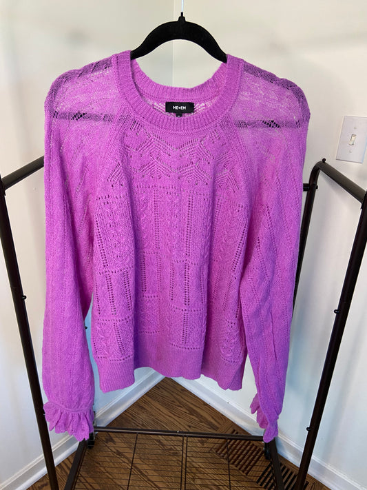 Me + Em Purple Lace Stitch Blouson Sleeve Jumper Sweater size XL