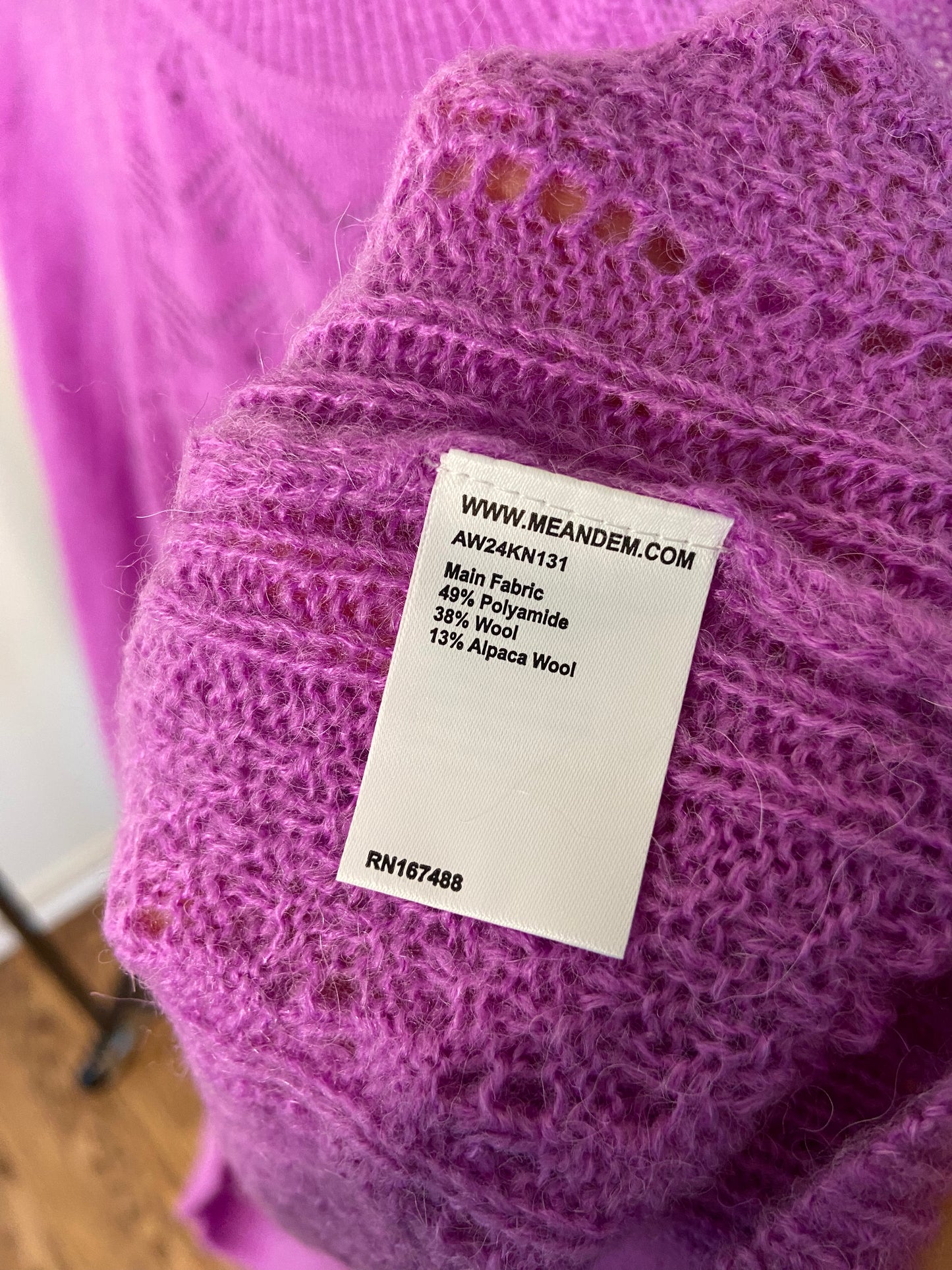 Me + Em Purple Lace Stitch Blouson Sleeve Jumper Sweater size XL