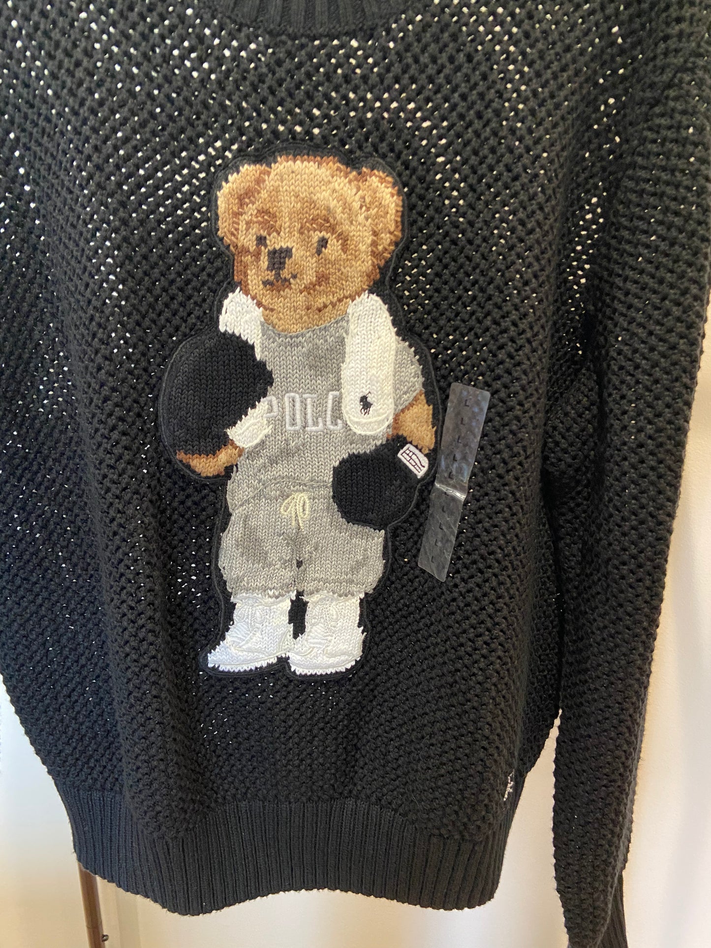 Polo Ralph Lauren Black Polo Bear Cotton Crewneck Sweater size L