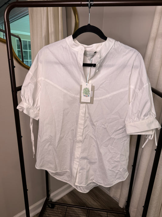 Lee Matthews Posey Collarless Cotton Shirt size 4/6