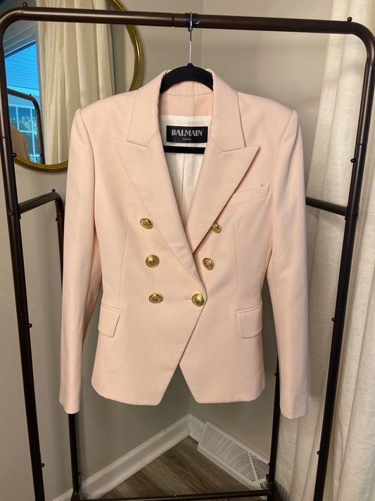 Balmain Wool Double Breasted Blazer Pink Gold size 38 - US 6