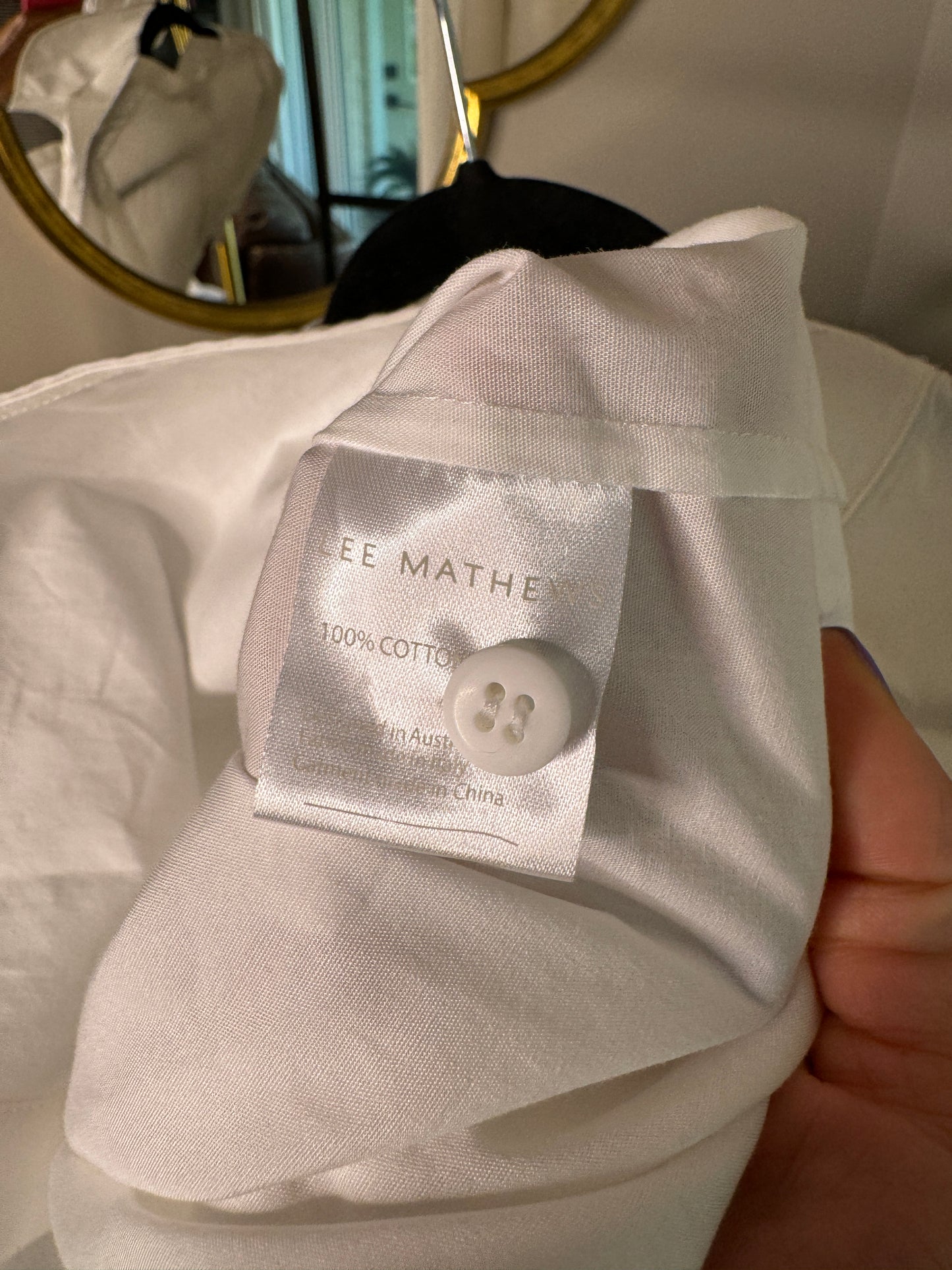 Lee Matthews Posey Collarless Cotton Shirt size 4/6