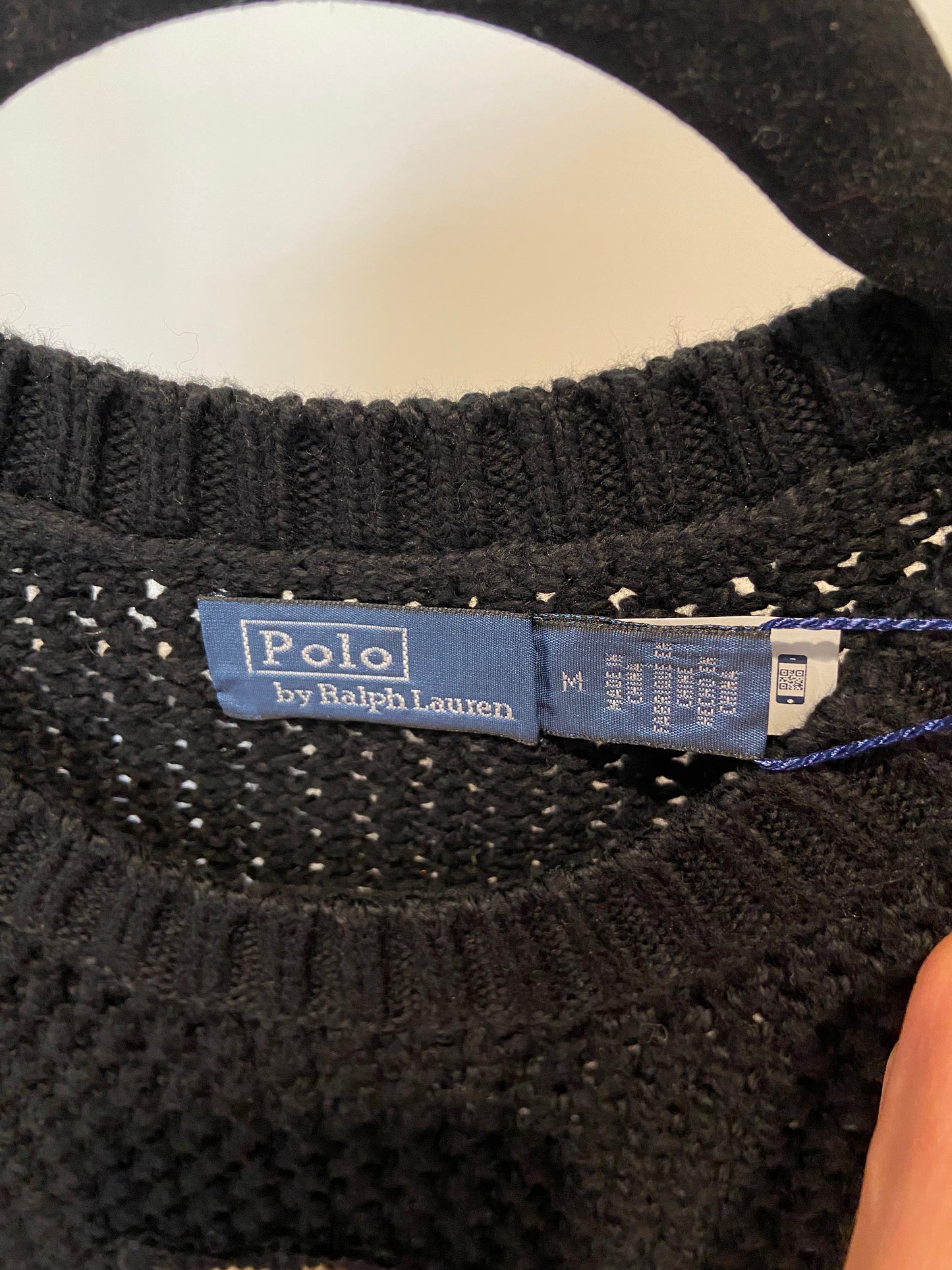 Polo Ralph Lauren Black Polo Bear Cotton Crewneck Sweater size M