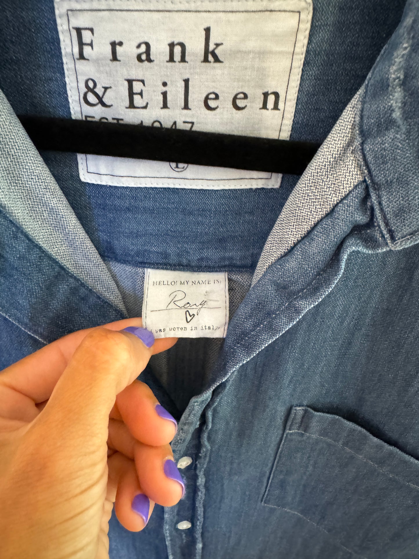 Frank and Eileen Rory Denim Shirt Dress size L