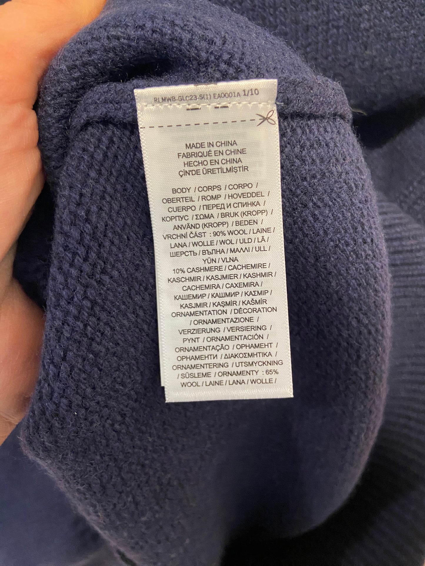 Polo Ralph Lauren Navy Cashmere Bear Sweater size XS