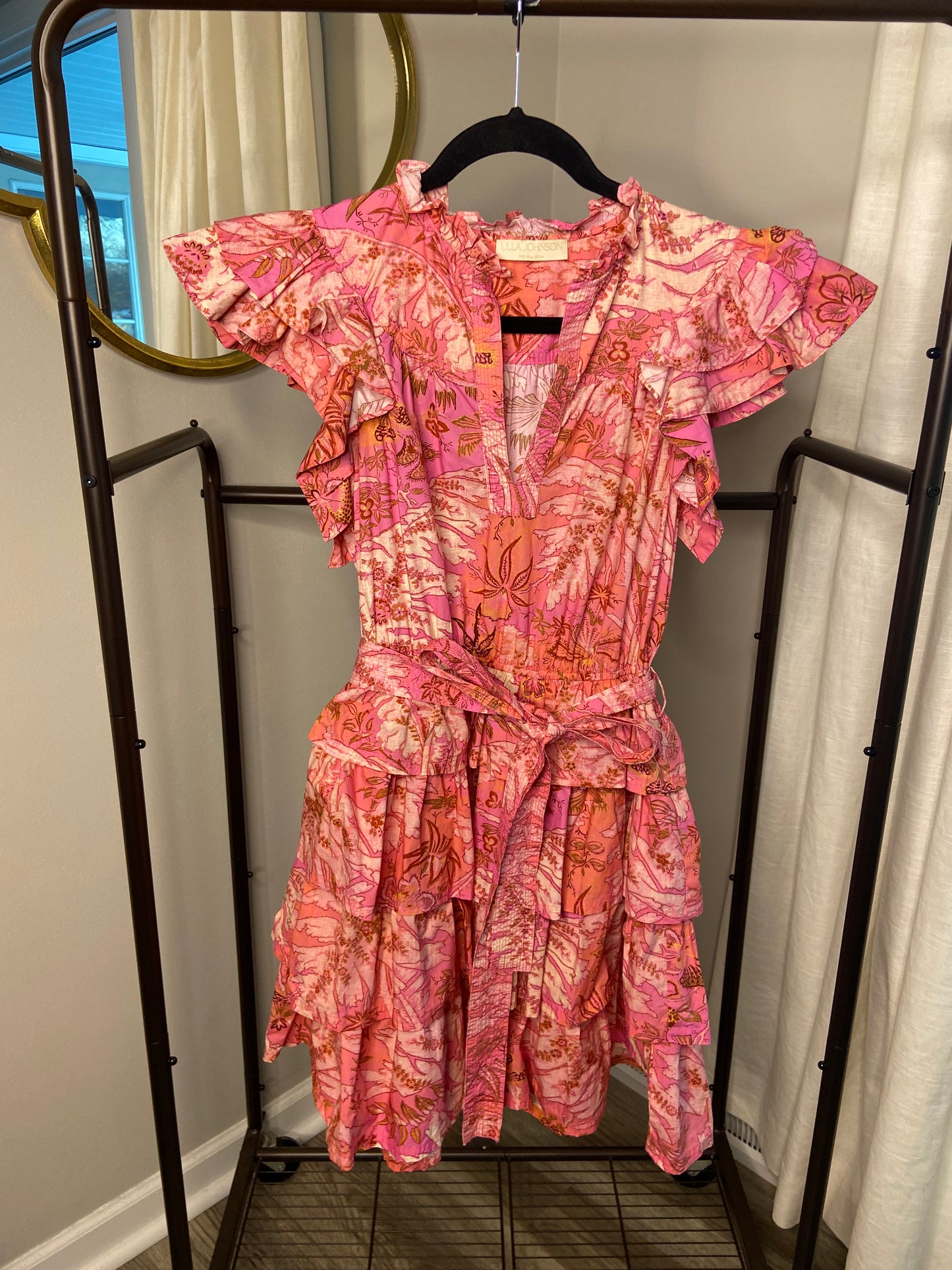 Ulla Johnson Lulua Ruffle Mini Dress in Camellia size 6