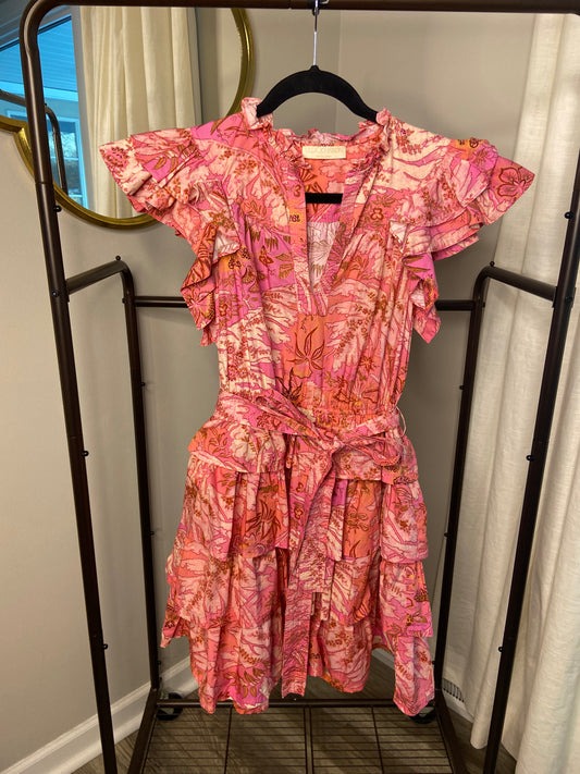 Ulla Johnson Lulua Ruffle Mini Dress in Camellia size 6