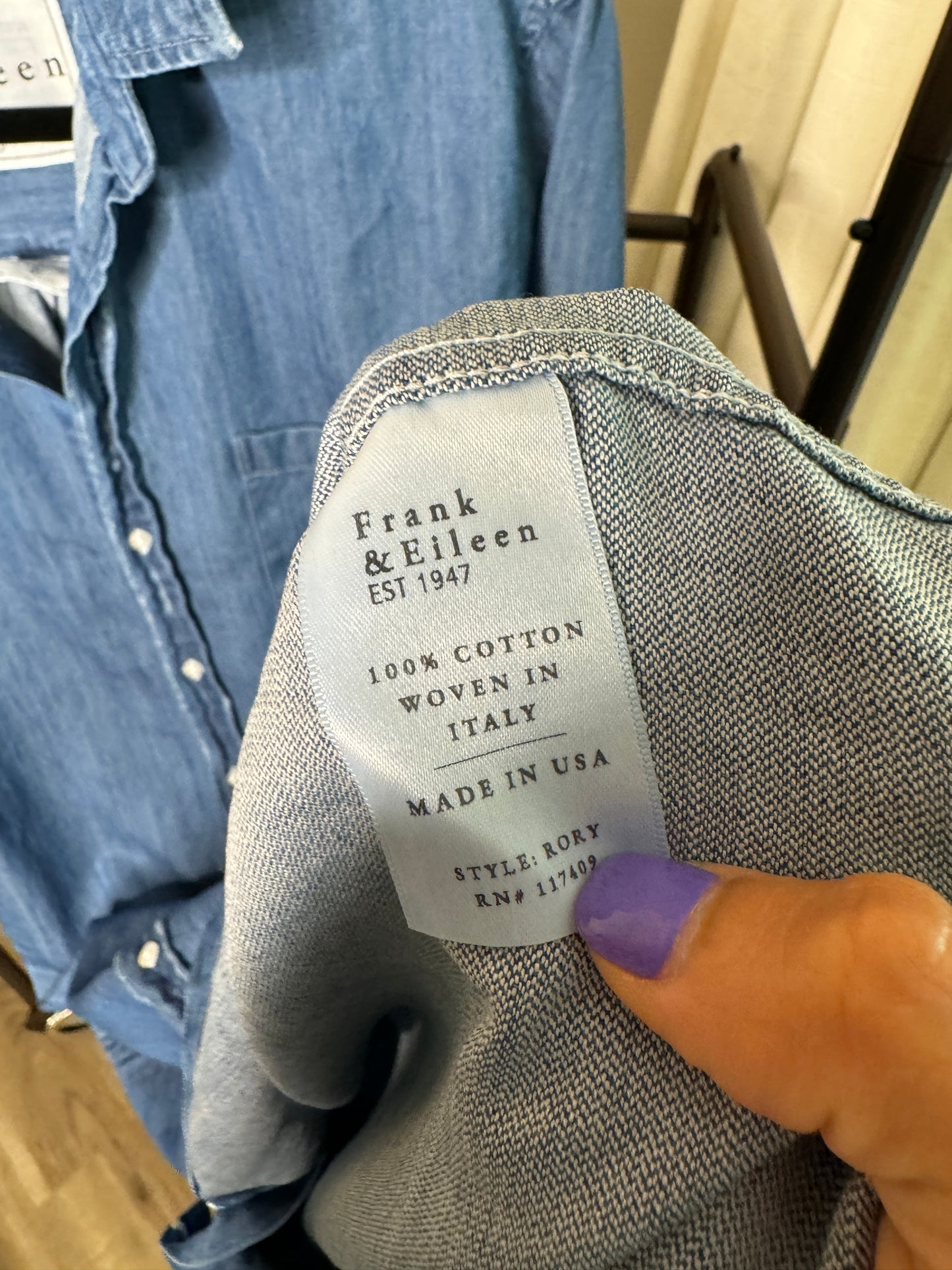 Frank and Eileen Rory Denim Shirt Dress size L