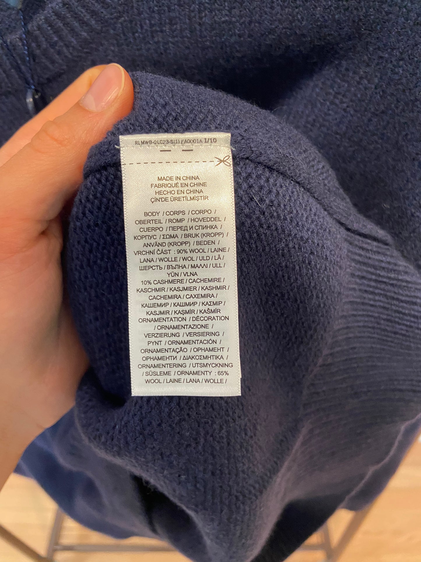 Polo Ralph Lauren Navy Cashmere Bear Sweater size L