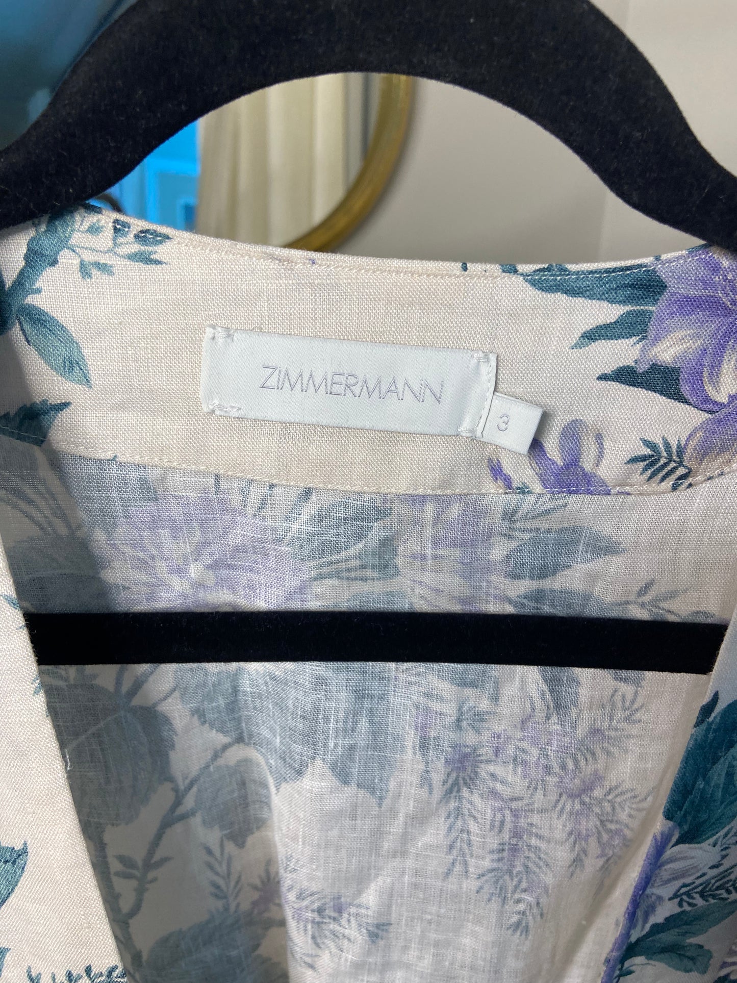 Zimmermann Cassia Floral-Print Linen-Poplin Wrap Dress size US 8