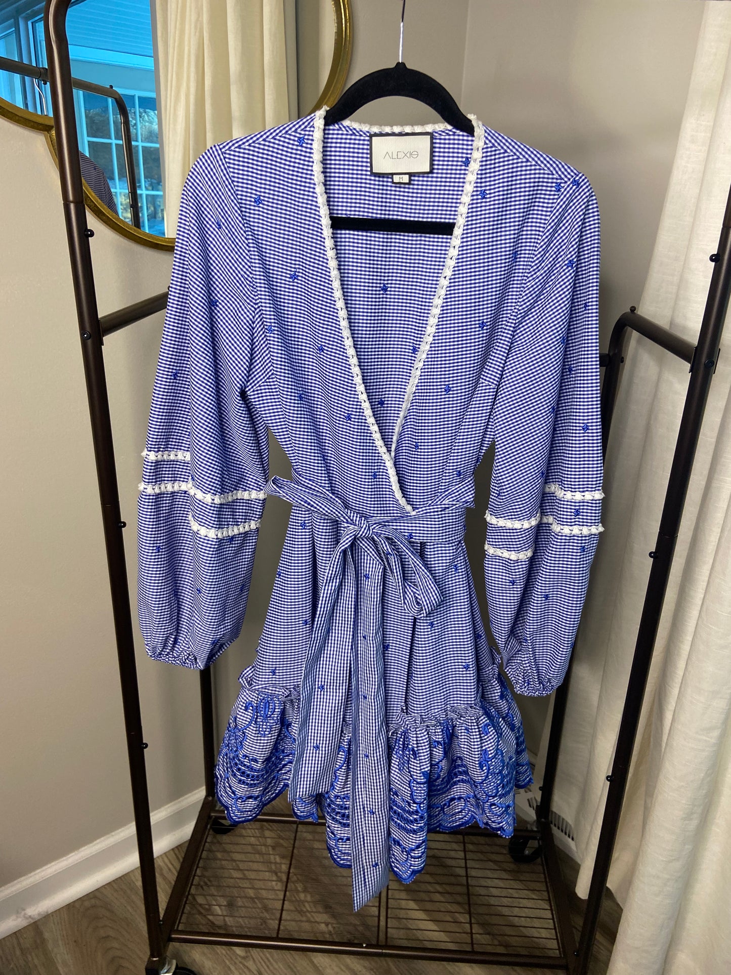 Alexis Alzena Wrap Embroidered Mini Dress size M
