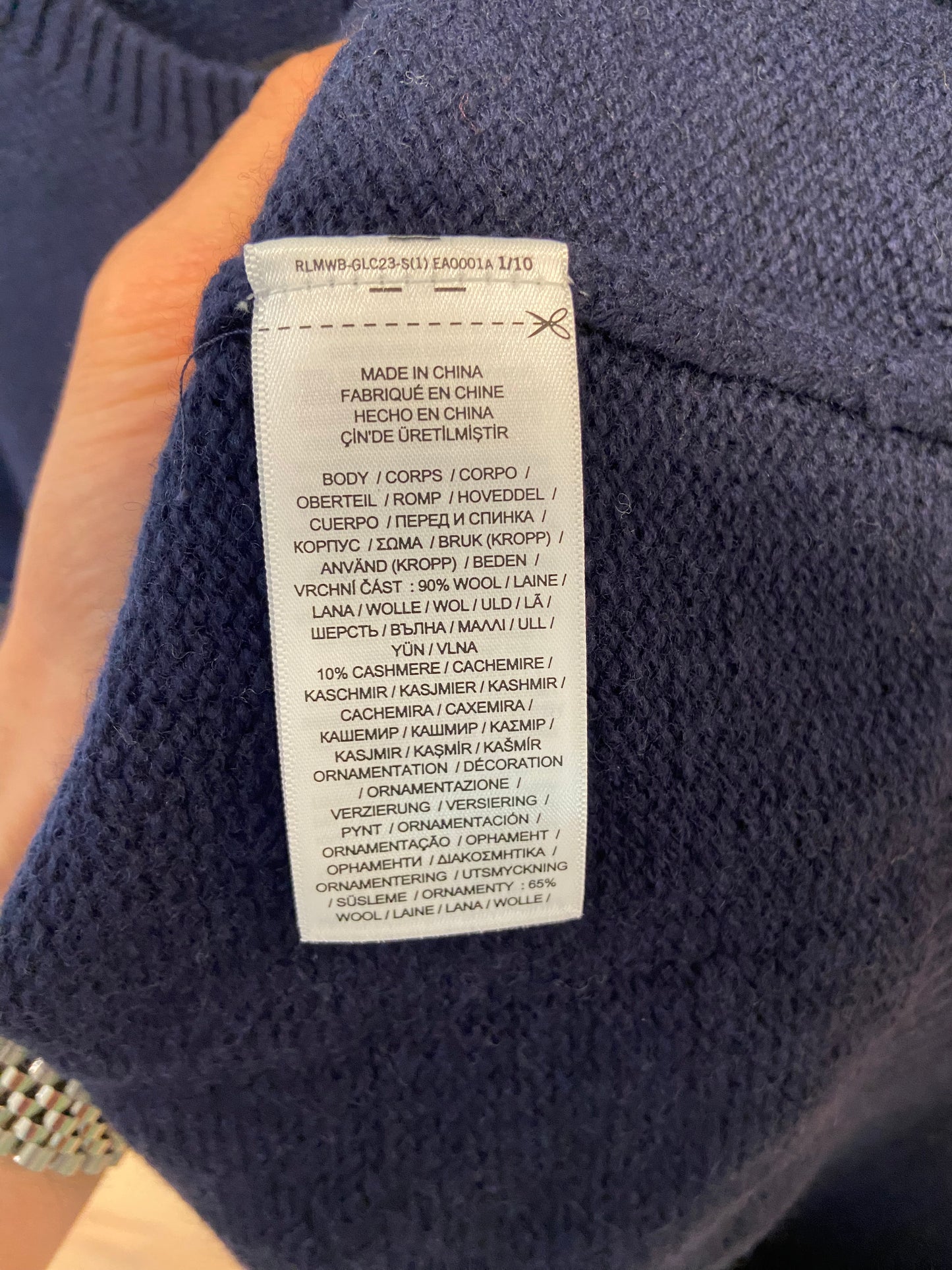 Polo Ralph Lauren Navy Cashmere Bear Sweater size L