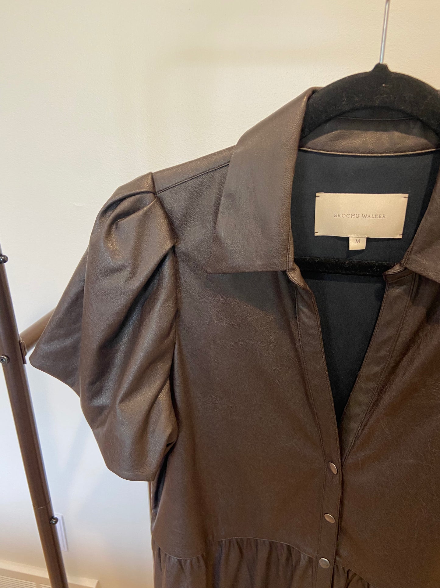 Brochu Walker The Havana Vegan Leather Dress in Timber size M