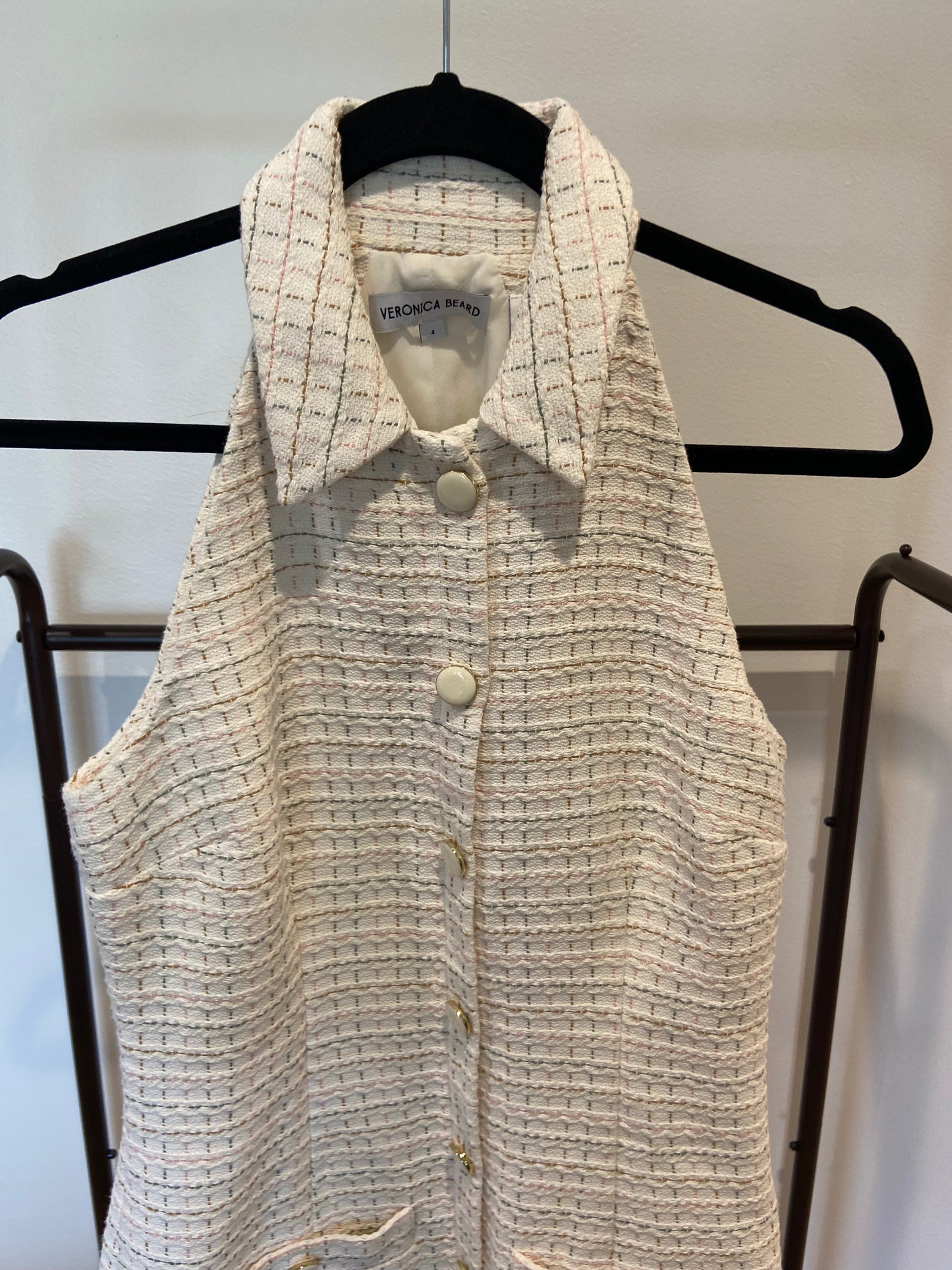 Veronica Beard Roxanna Tweed Button-Up Mini Dress size 4