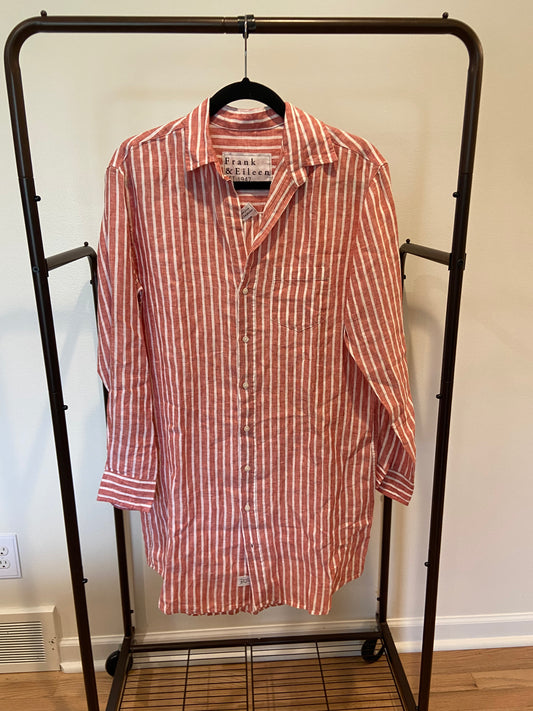 Frank and Eileen Mary Red and White Textured Linen Striped Dress size XS