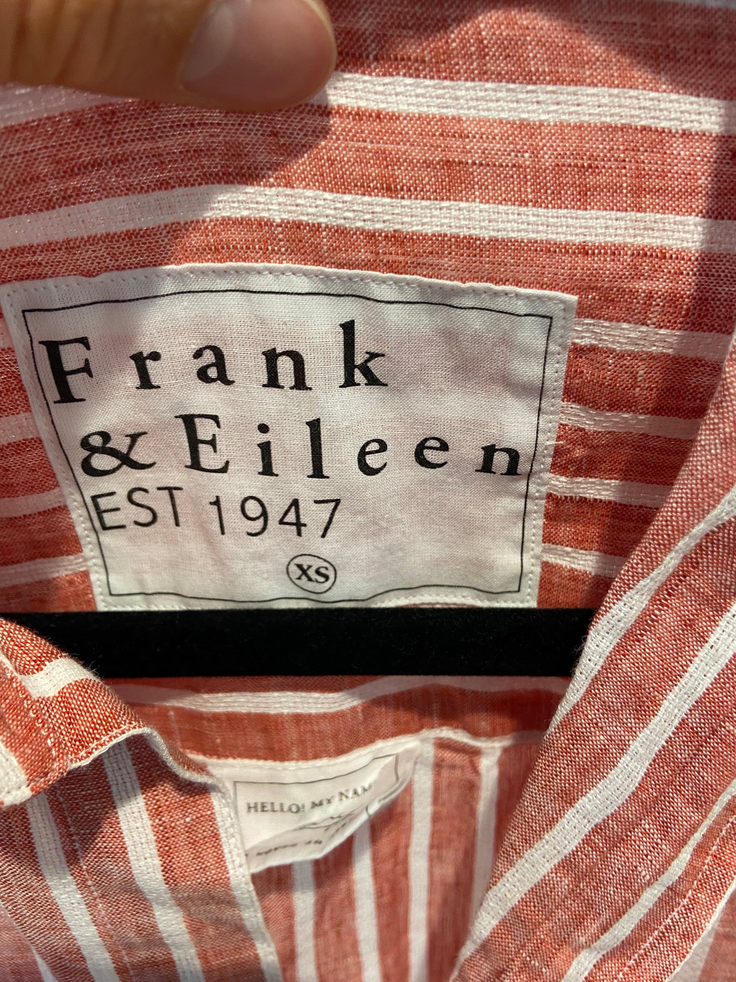 Frank and Eileen Mary Red and White Textured Linen Striped Dress size XS