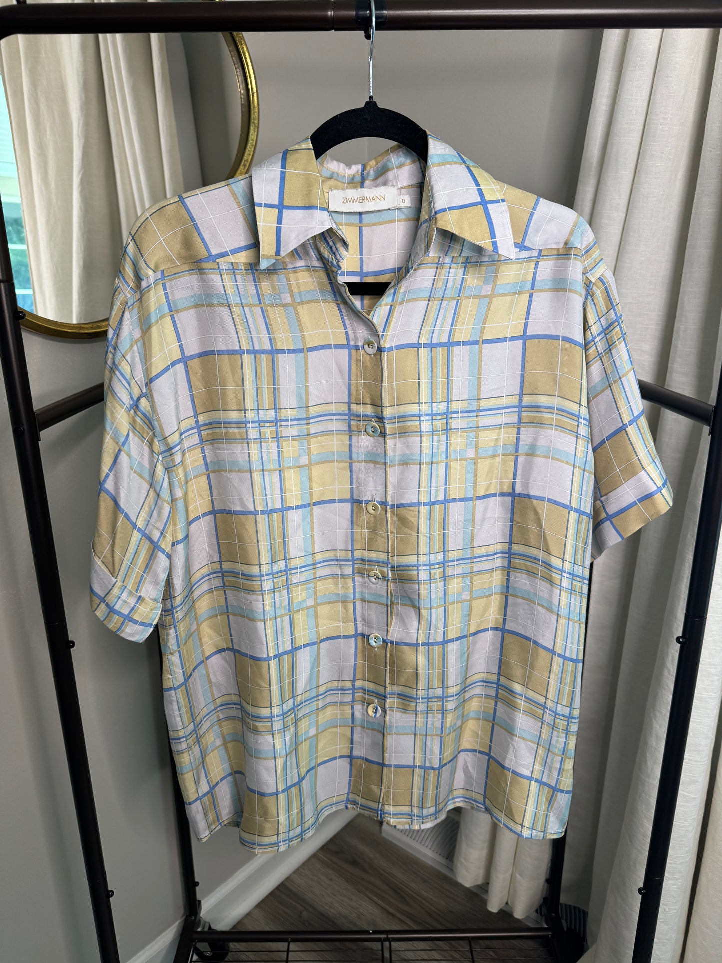 ZIMMERMANN Plaid Oversized Shirt size US 4