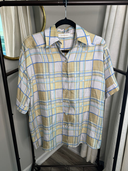 ZIMMERMANN Plaid Oversized Shirt size US 4