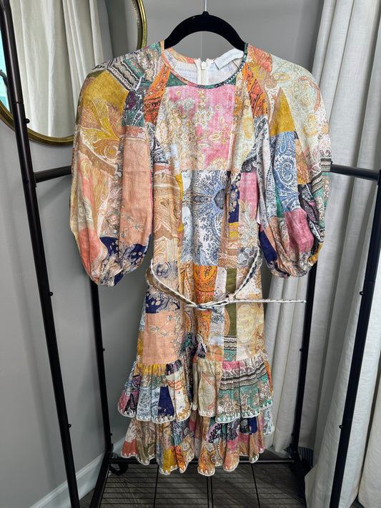 ZIMMERMANN Anneke Ruffle Hem Mini Dress size US 4