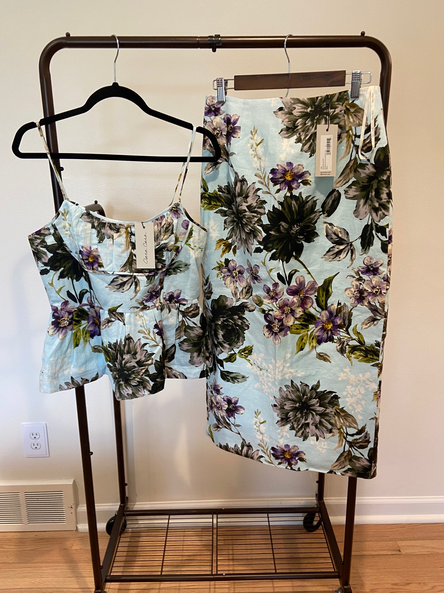 Cara Cara Alba Top with Sienna Skirt in Margaux Bloom Blue size 8