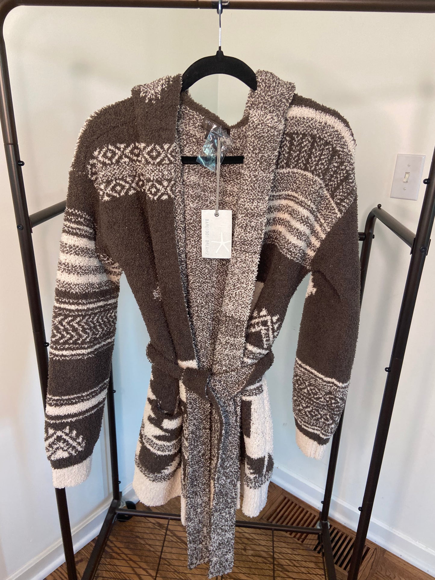 Barefoot Dreams Patchwork Belted Cardigan size L