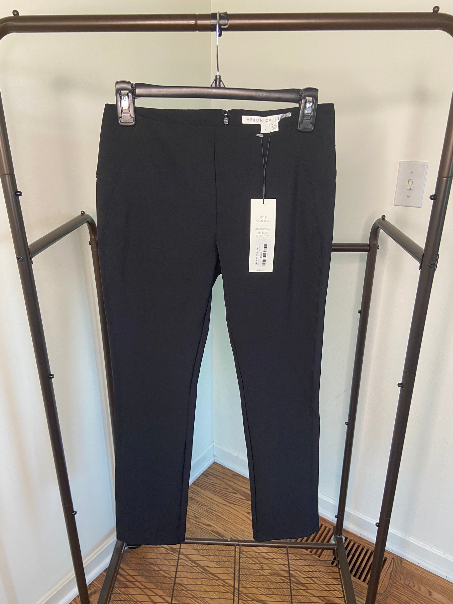 Veronica Beard Zip Back Scuba Pants Black size 4