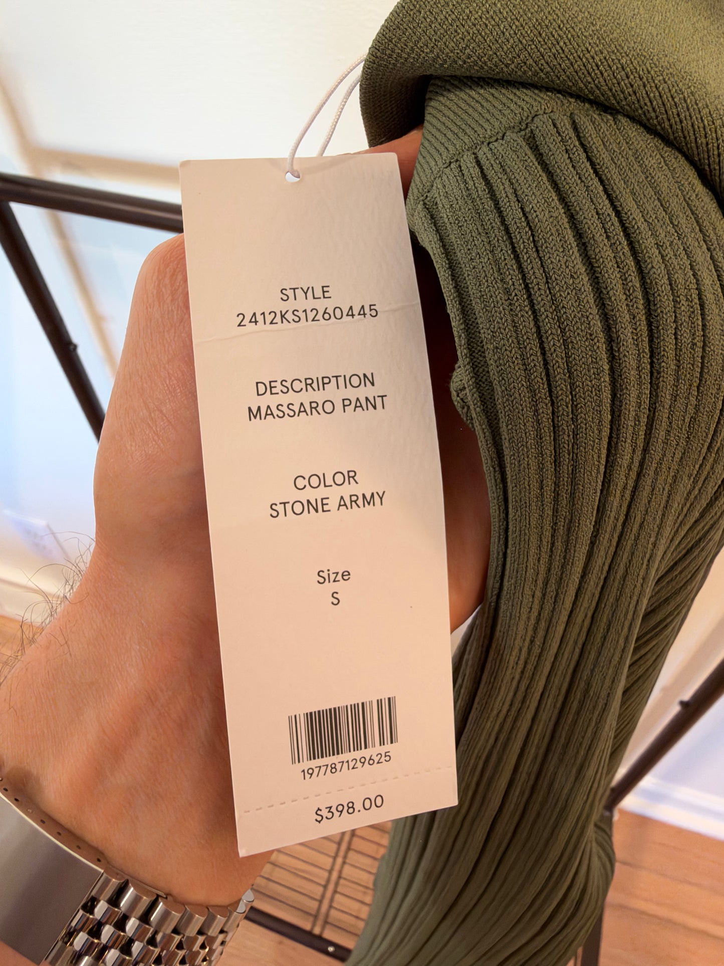Veronica Beard Massaro Pants in Stone Army Green size S