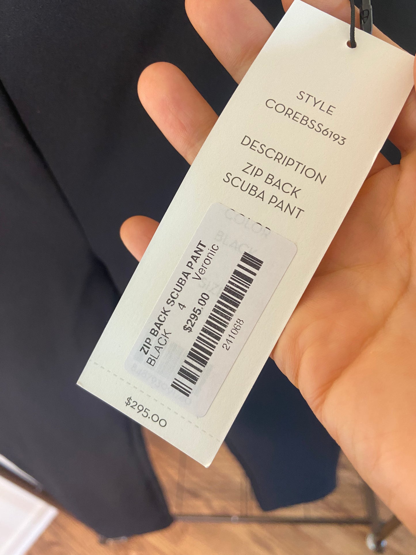 Veronica Beard Zip Back Scuba Pants Black size 4