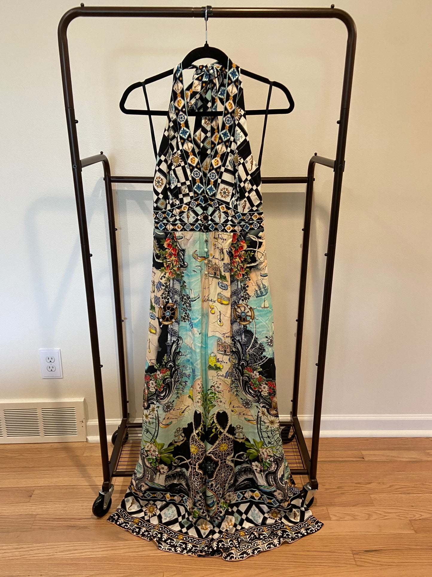 Camilla Halterneck Jumpsuit with Tie Neck size S