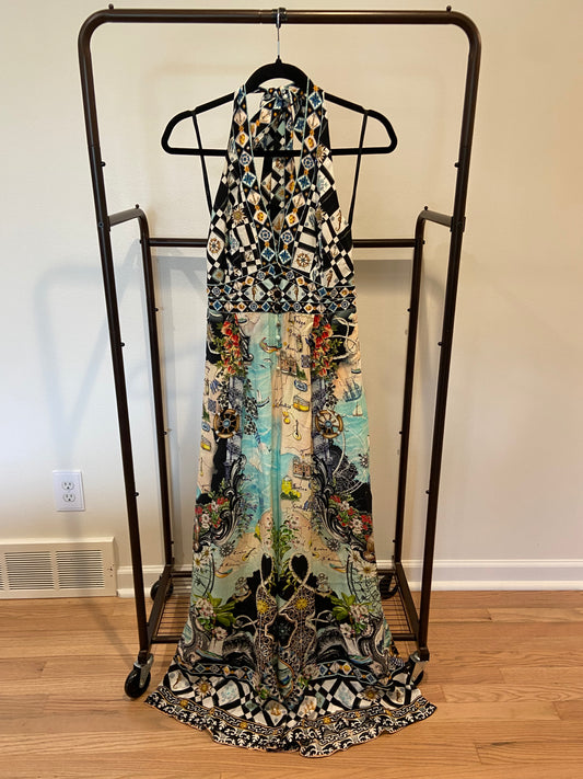 Camilla Halterneck Jumpsuit with Tie Neck size S