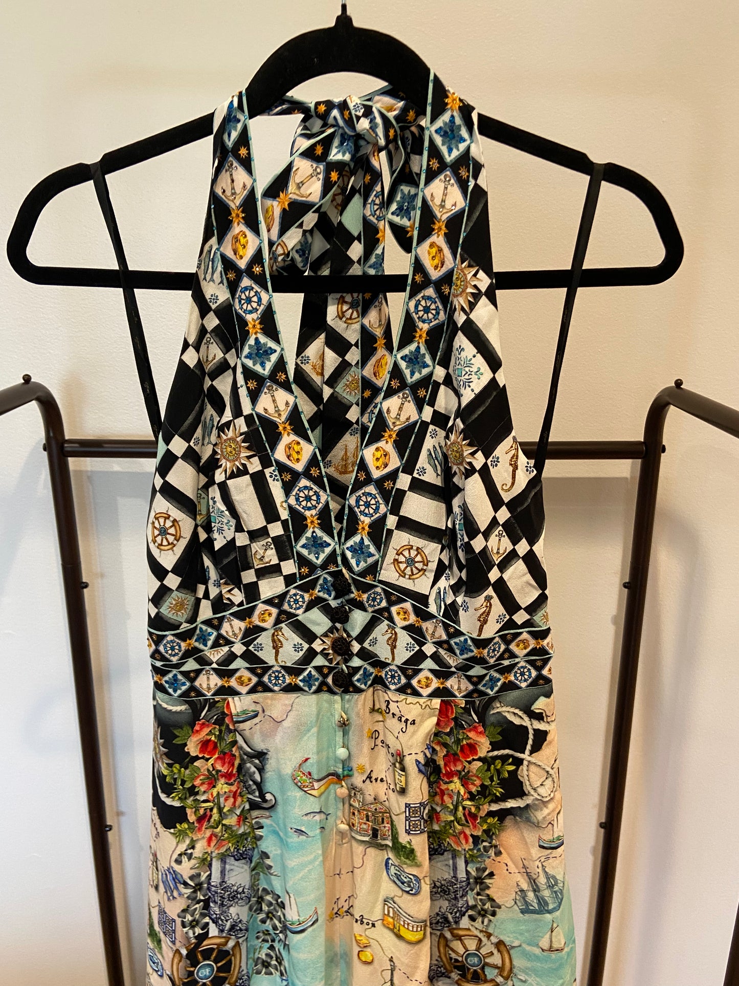 Camilla Halterneck Jumpsuit with Tie Neck size S