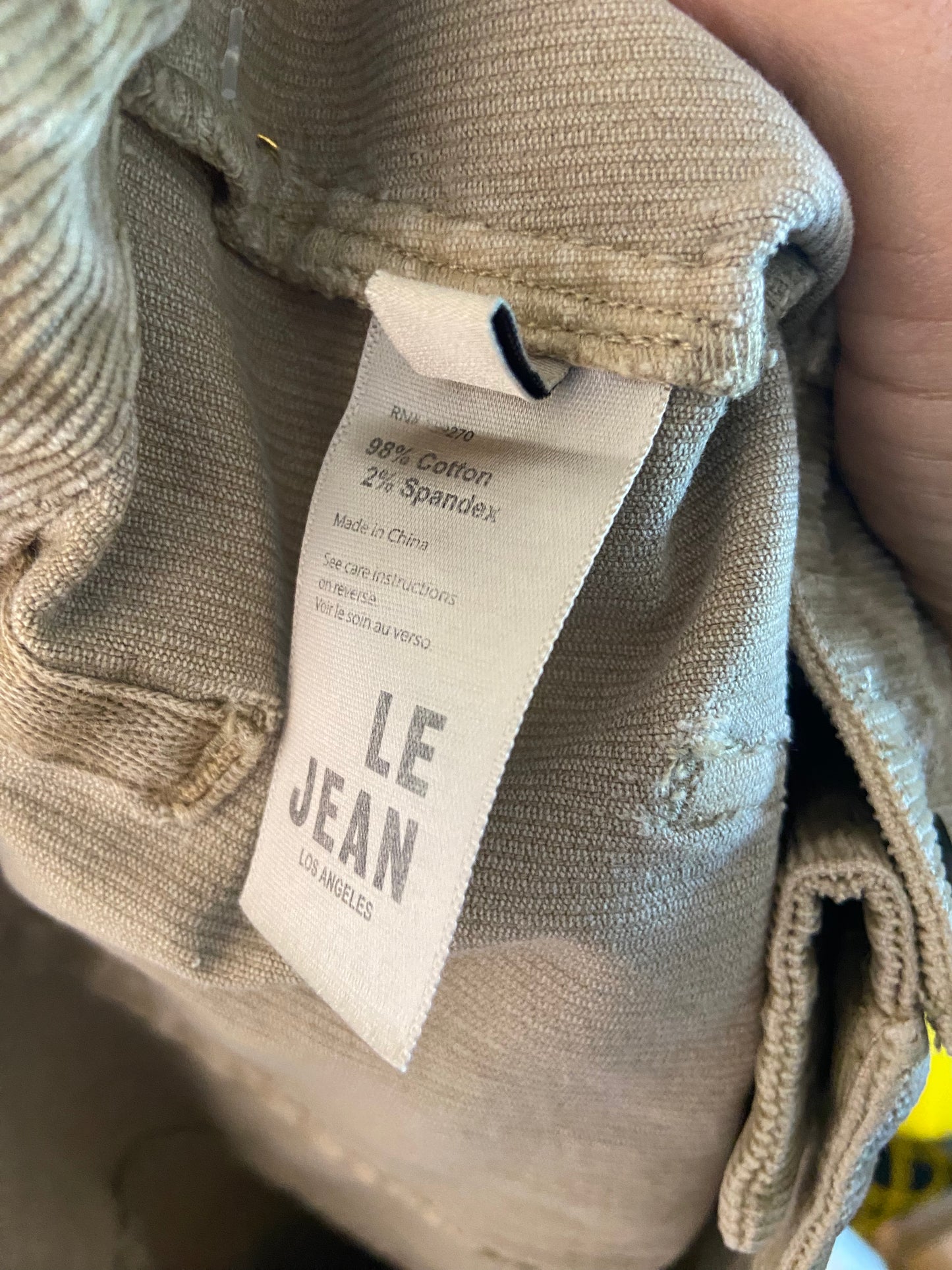 Le Jean Utility Soft Barrel Corduroy Pants size 30