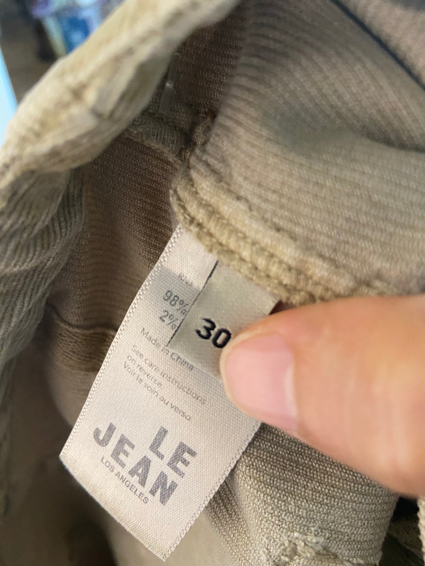 Le Jean Utility Soft Barrel Corduroy Pants size 30