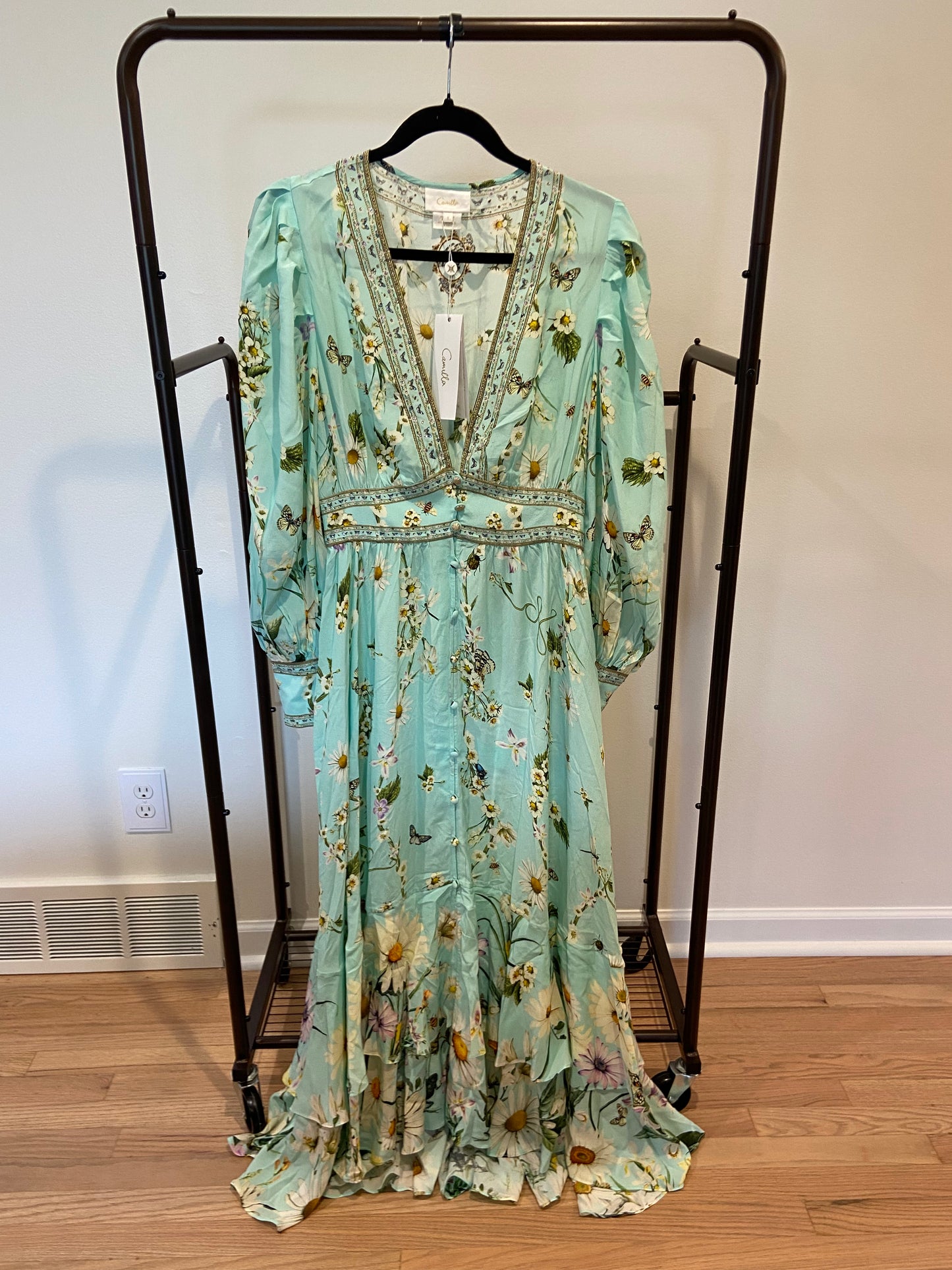 Camilla Long Button Front Dress in Floral Freefall size S